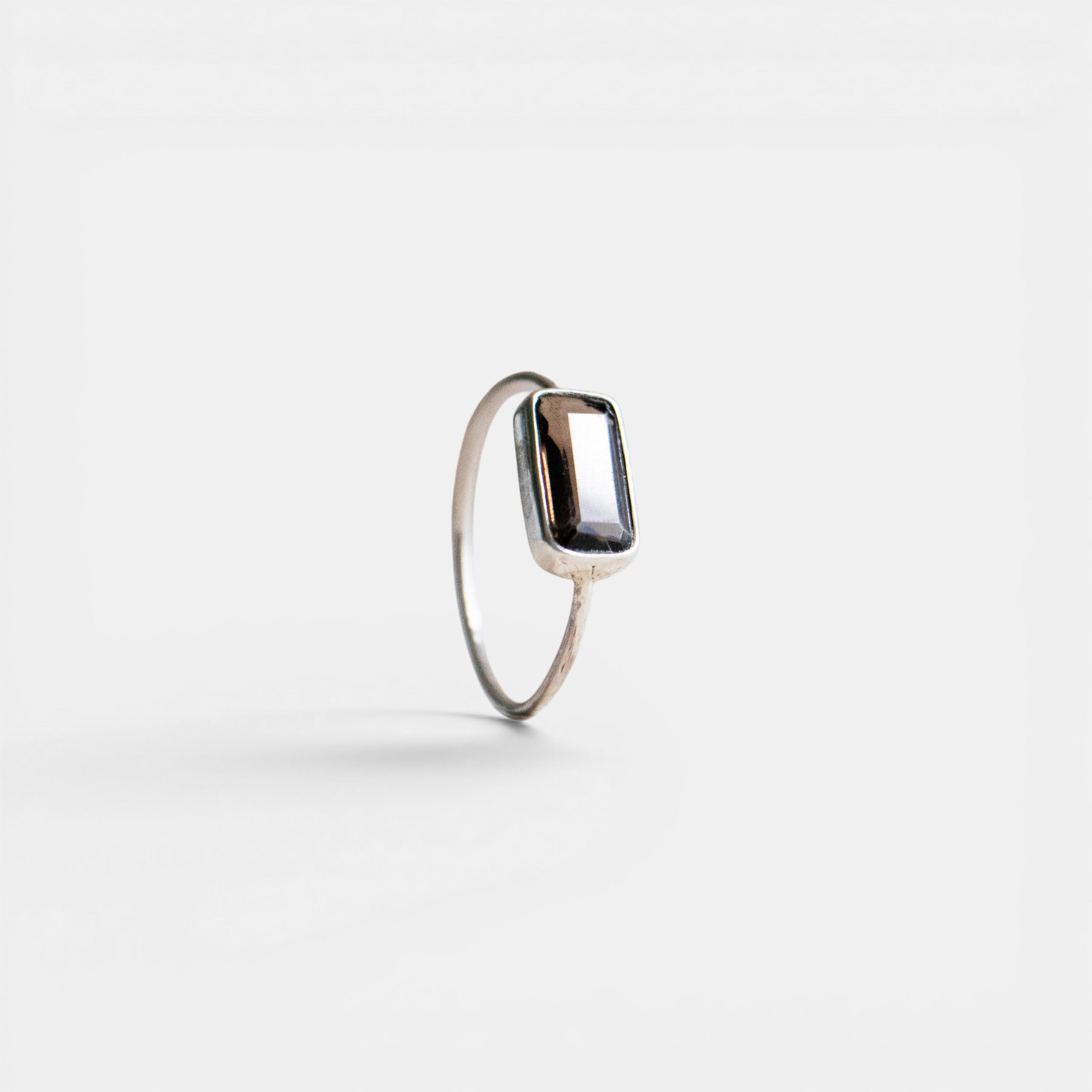 Rauchquarz Ring eckig braun dunkel aus 925 Sterling Silber Quarz - Nooe UG