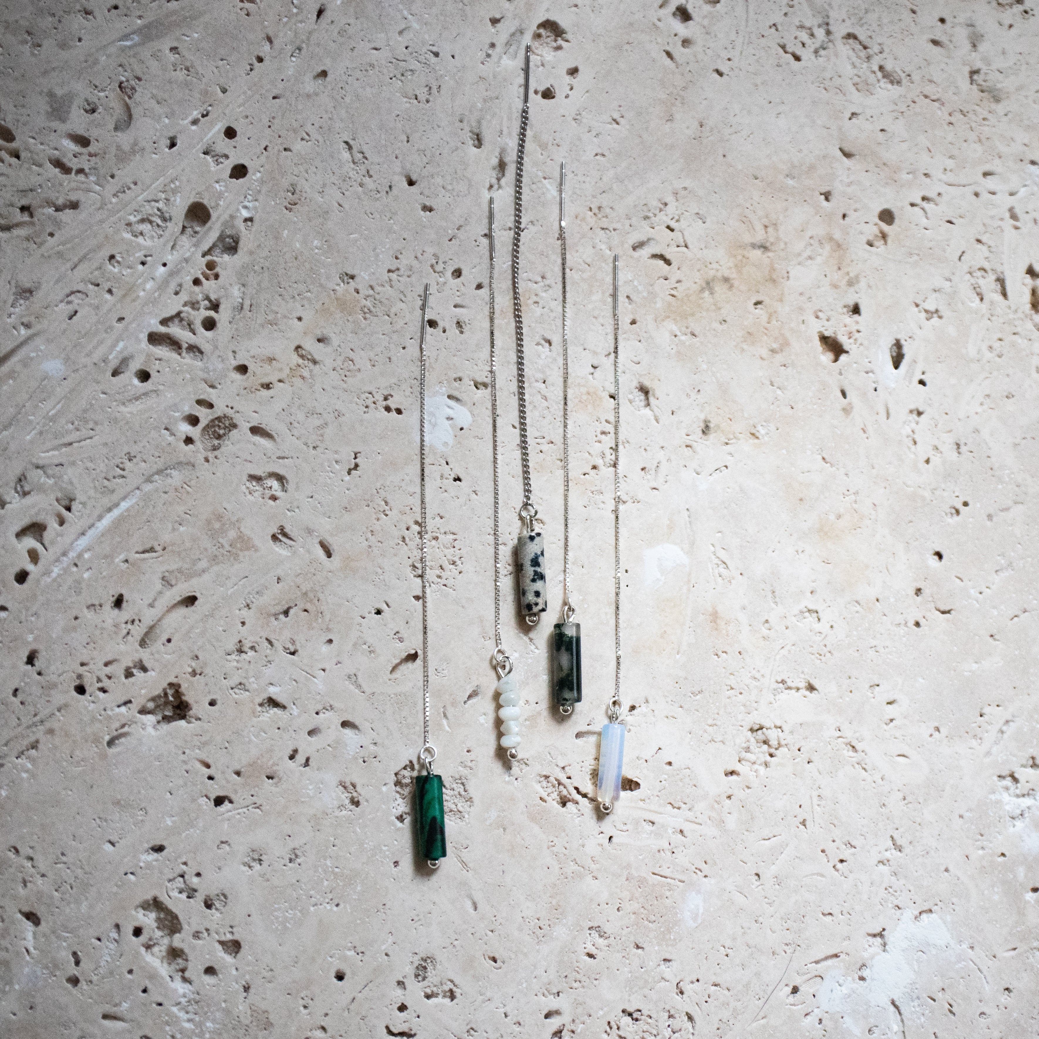 Filigrane Threader-Ohrringe mit Opalith – 925 Sterling Silber, handgefertigt - Nooe UG