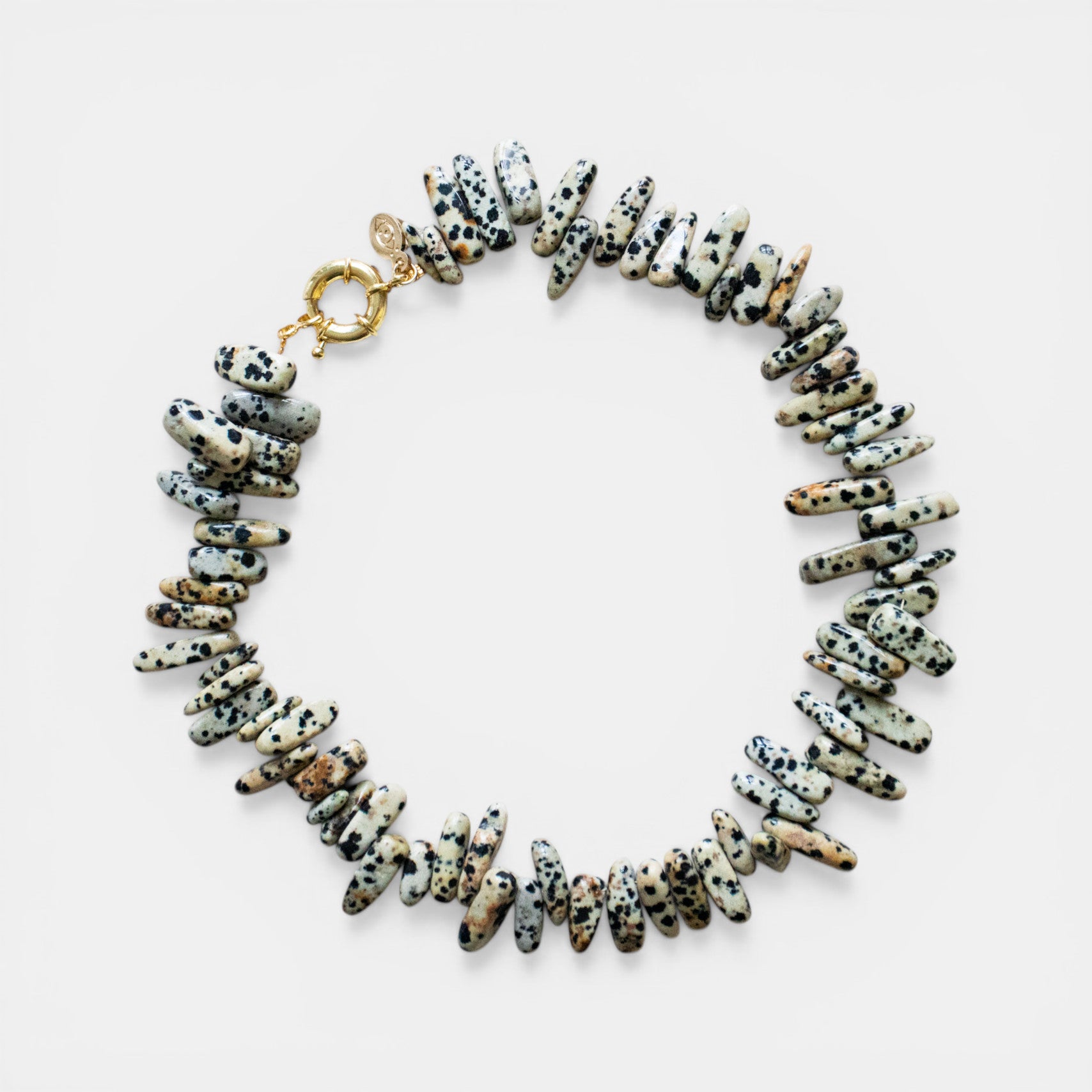 Statement Dalmatiner Jasper Kette vergoldet handgemacht vergoldet chip Nugget - Nooe UG
