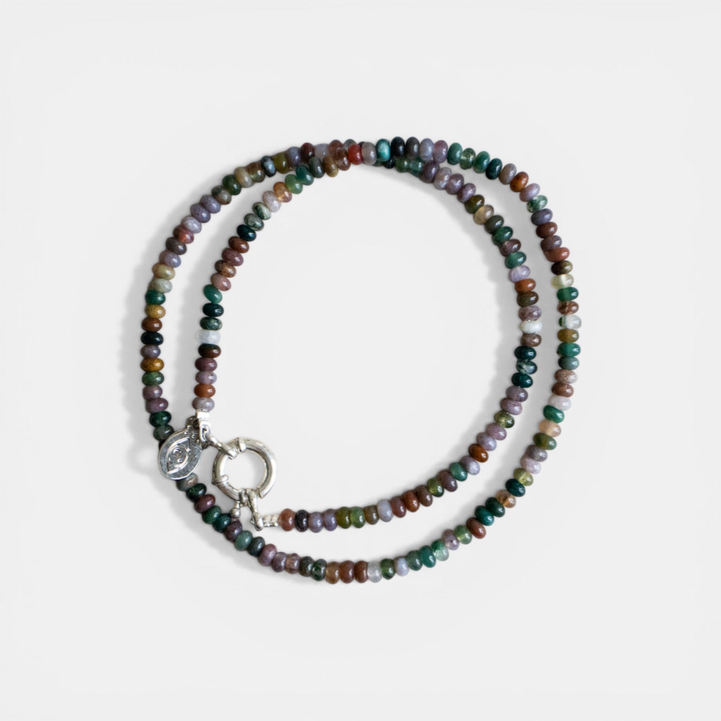 Perlenkette Regenbogen runde Edelsteine gold oder silber handgemacht - Kette aus indischer Achat bunt - Nooe UG