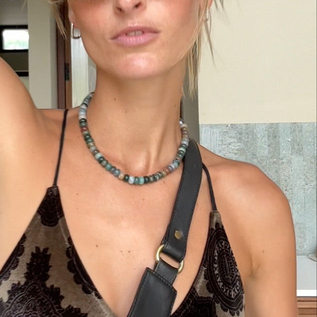 Perlenkette aus Indischem Achat mit großen Perlen – Sterling Silber Verschluss oder vergoldet - Nooe UG