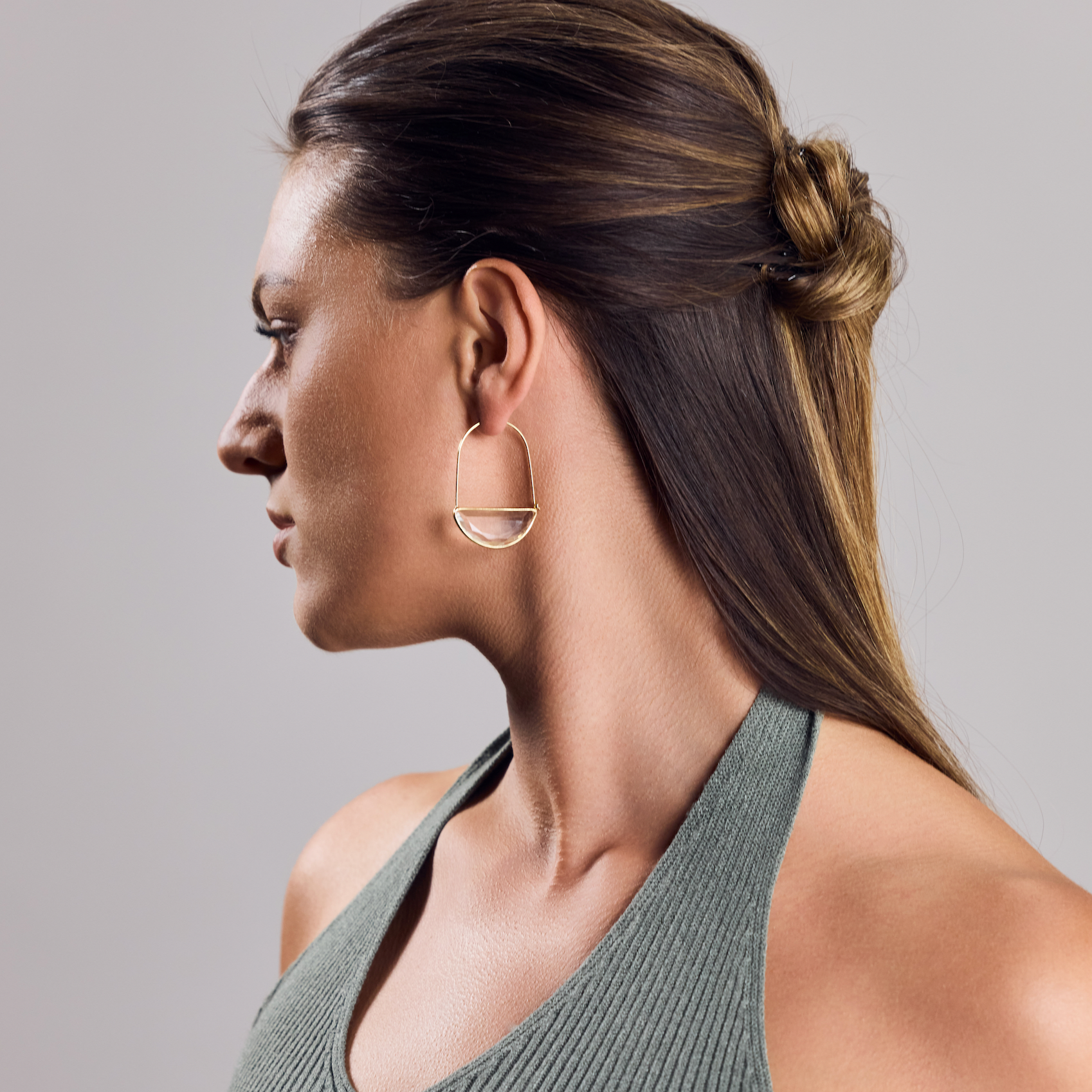 Pendientes de cristal bañados en oro boho hechos a mano