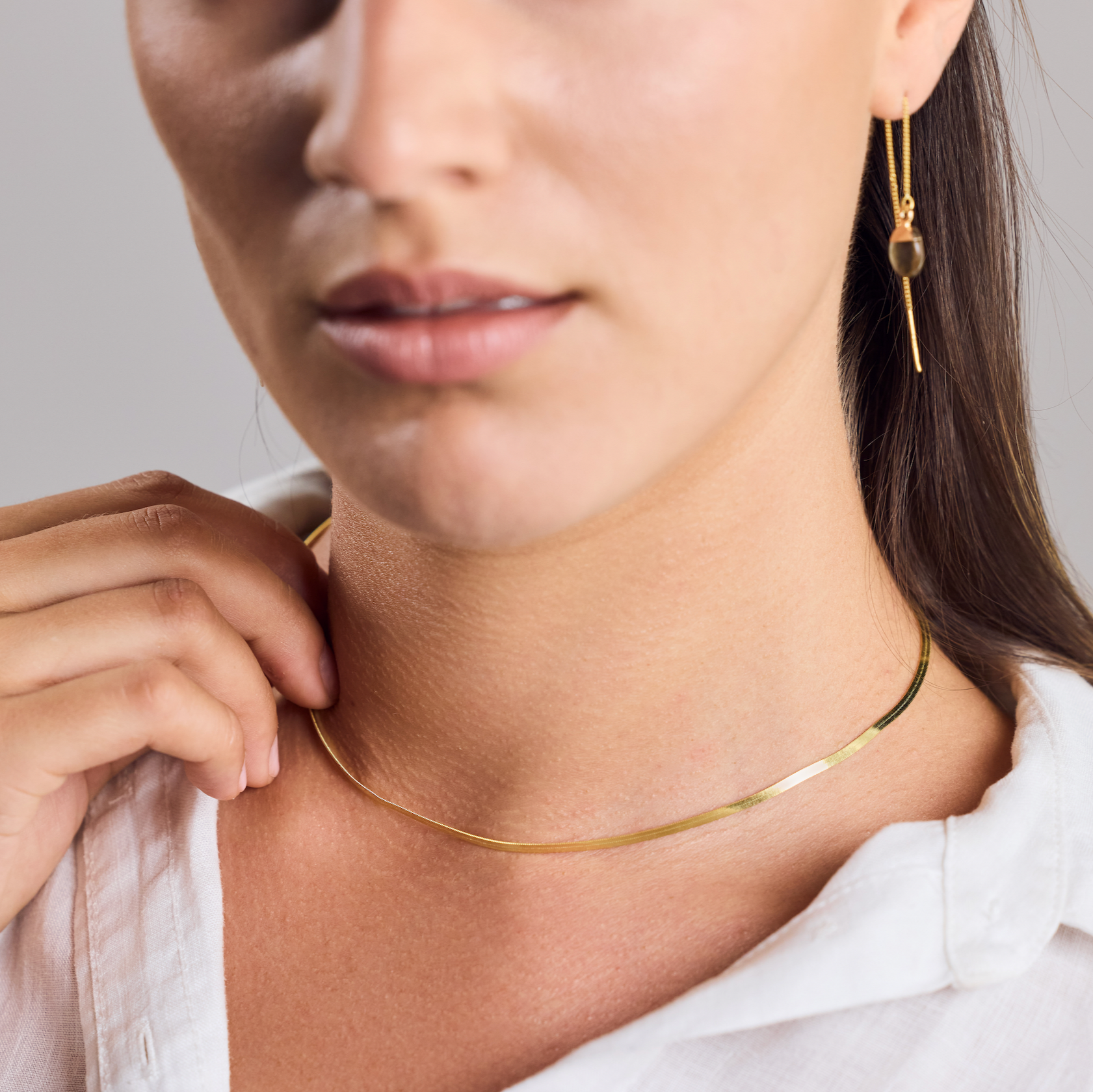 Feine Herringbone Fischgrät Kette vergoldet - Halskette Layering - Nooe UG