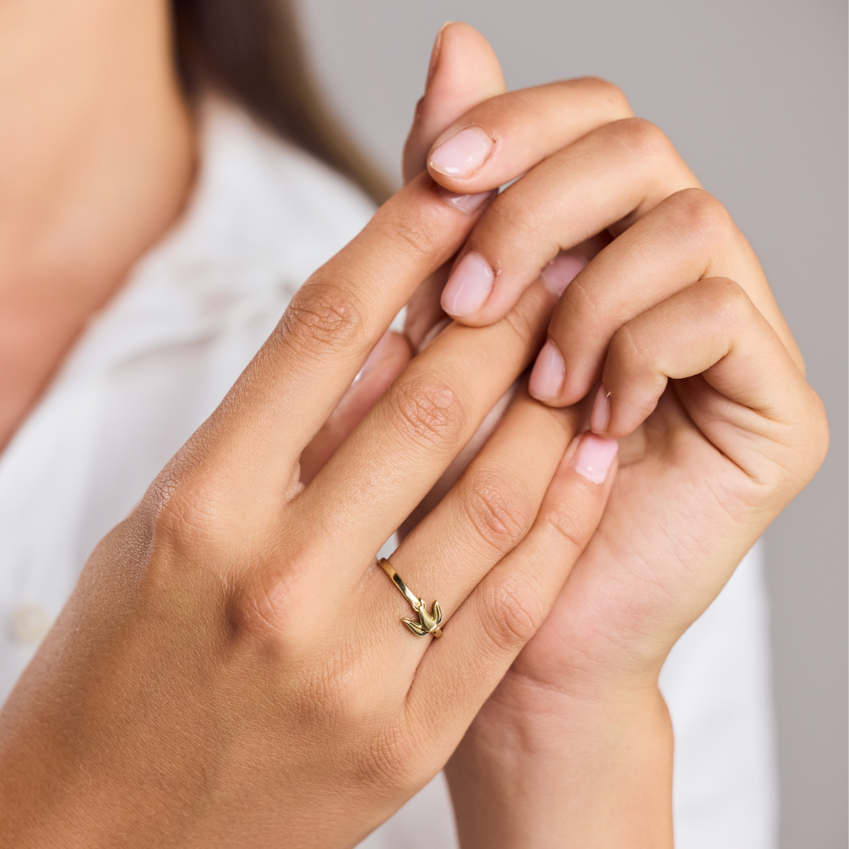Ring Vogel Schwalbe Frieden gold handgemacht - Nooe UG