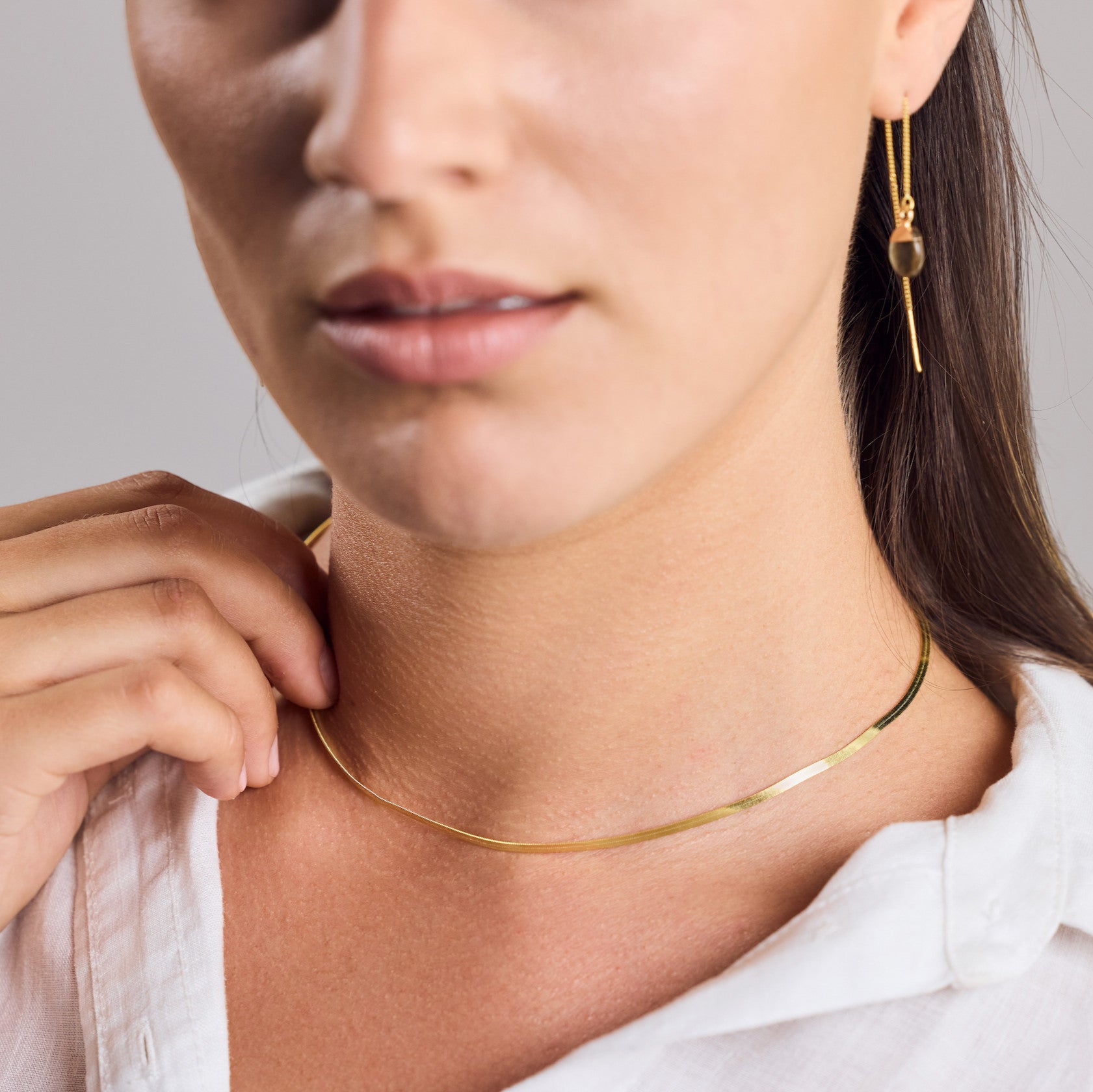 Feine Herringbone Fischgrät Kette vergoldet - Halskette Layering - Nooe UG