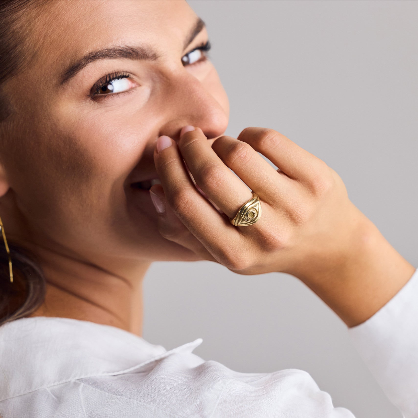 Talisman „Böser Blick“ Schutz Augen Ring – Handgemacht aus Messing in Gold - Nooe UG