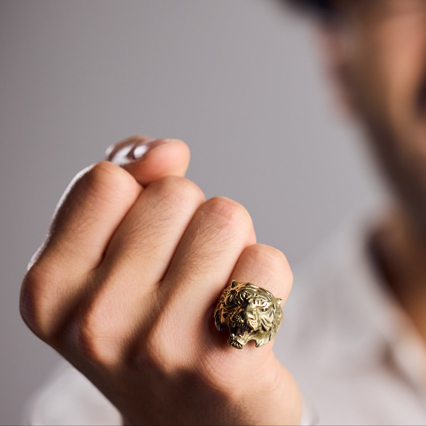 Tigerkopf Tiger Ring gold handgemacht - Nooe UG