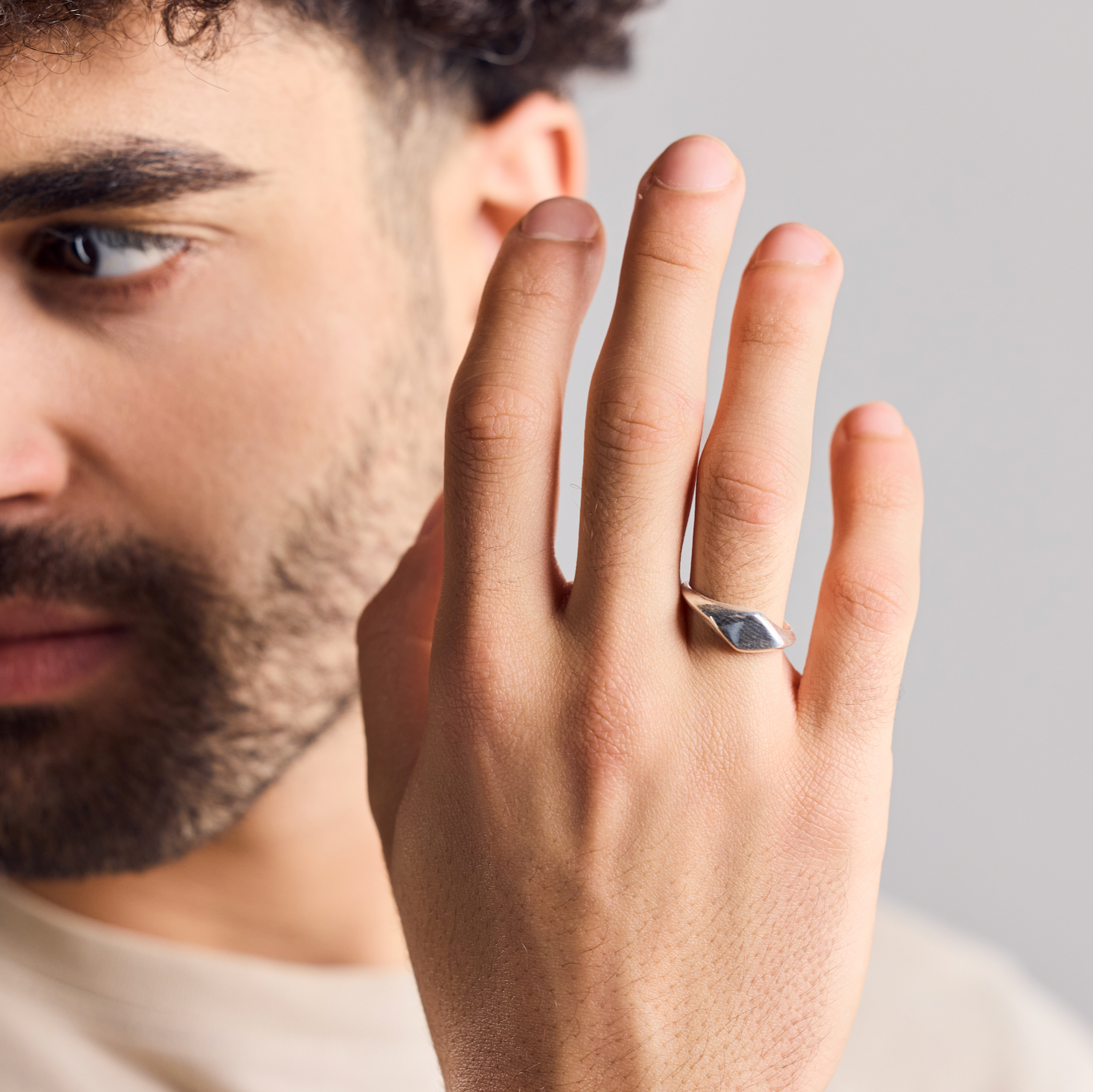 Small signet ring made of 925 sterling silver square handmade