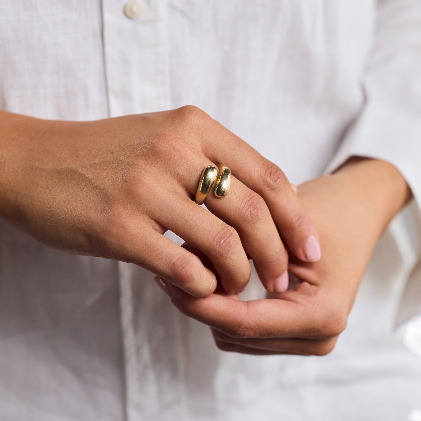 Offener chunky Ring doppelt größenverstellbar gold - Nooe UG