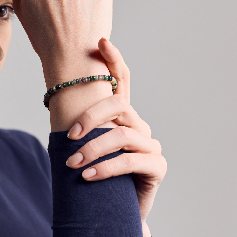 Regenbogen-Armband Grün – Handgefertigt aus Indischem Achat, vergoldet oder in 925 Sterling Silber