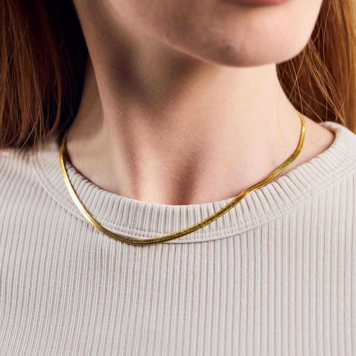 Herringbone Fischgrät Kette vergoldet - Halskette Layering - Nooe UG