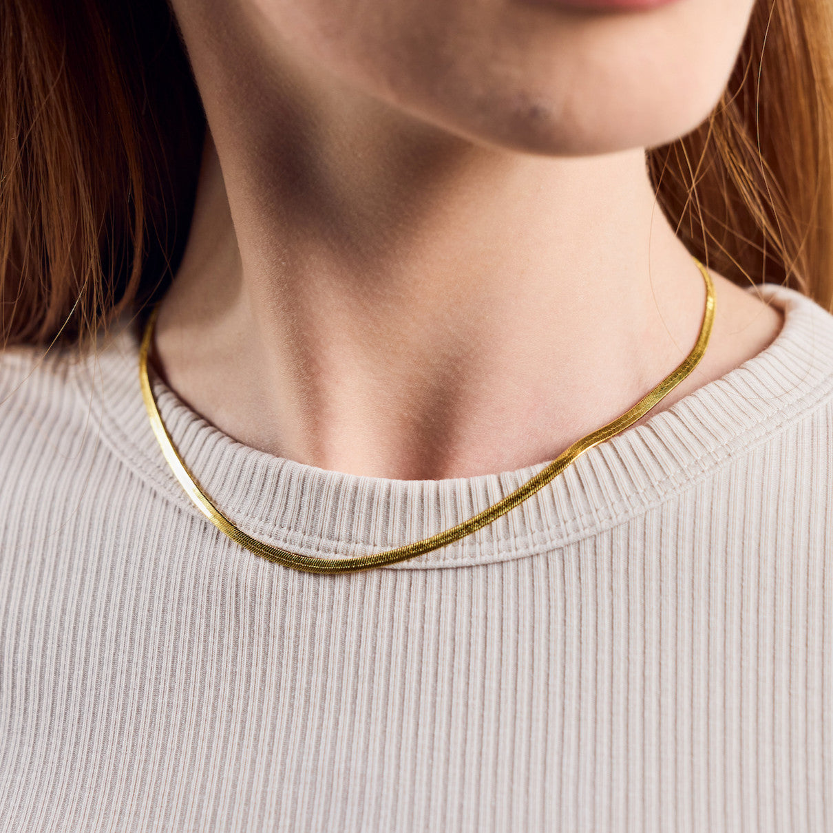 Herringbone Fischgrät Kette vergoldet - Halskette Layering - Nooe UG