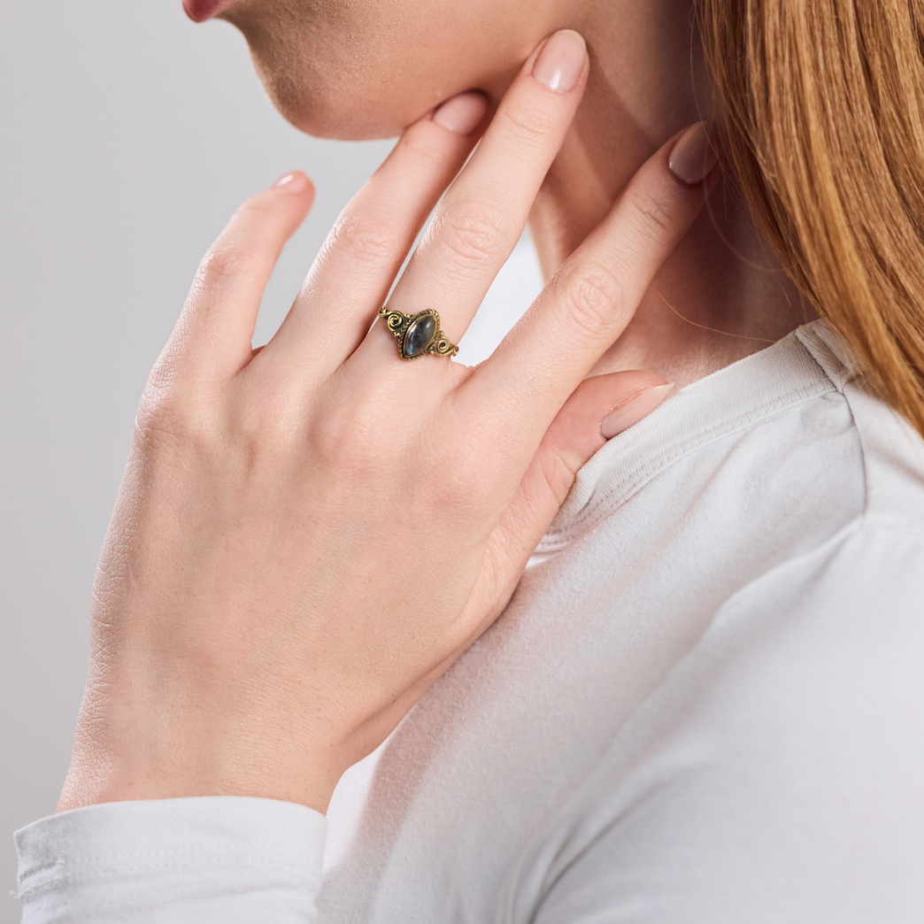 Labradorit Ring Jugendstil Auge gold handgemacht - Nooe UG