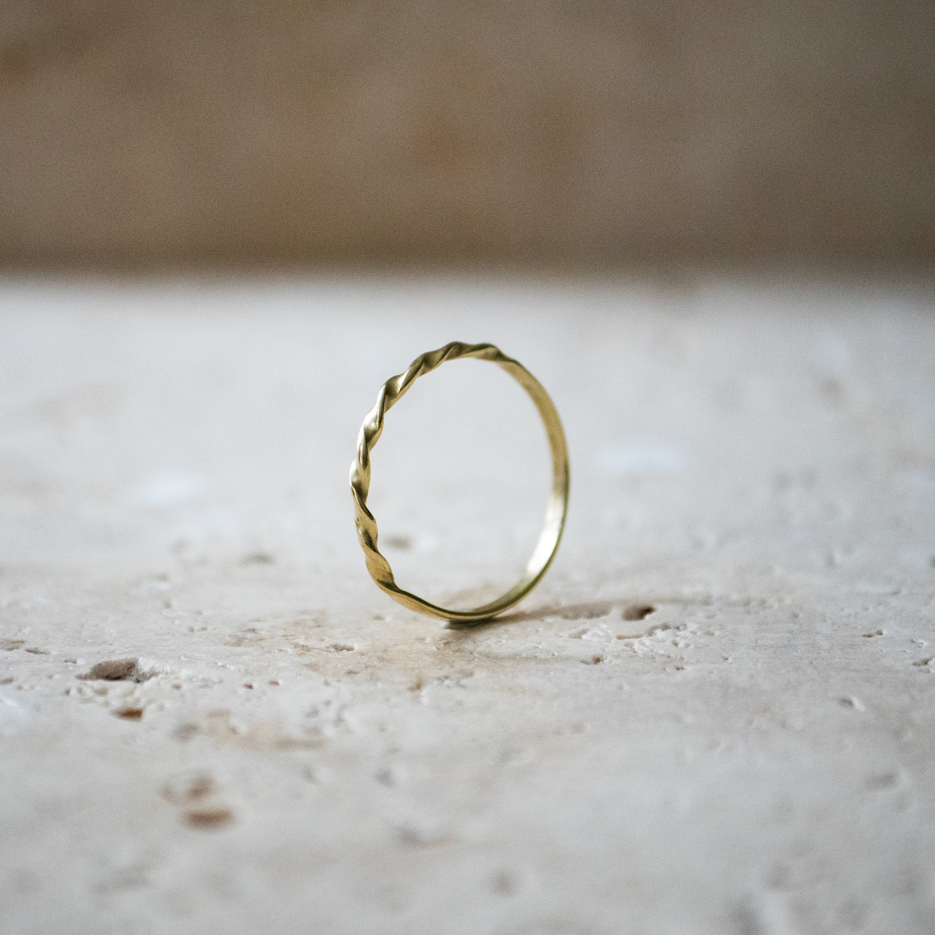 Fine twisted gold ring handmade