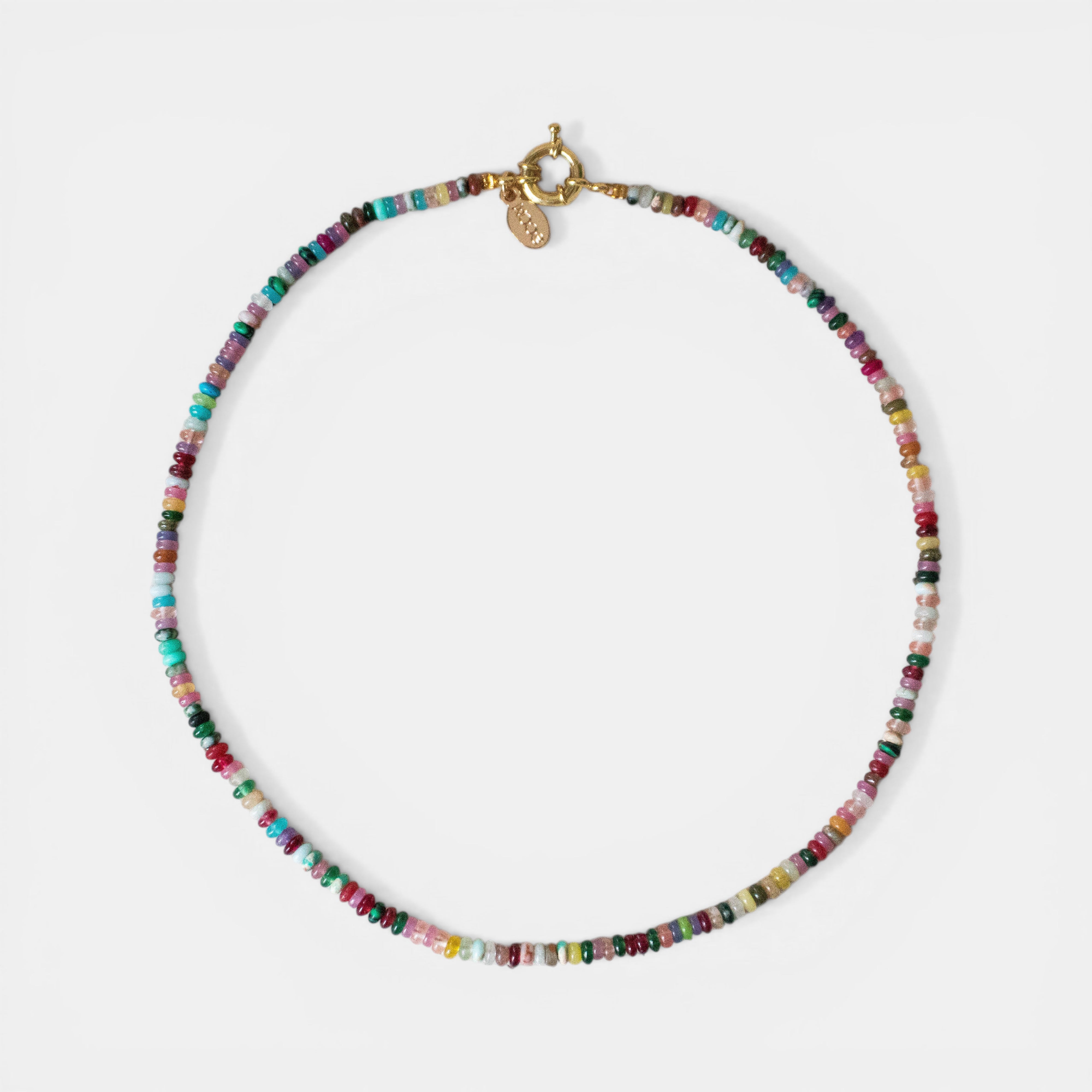 Regenbogen-Perlenkette – Handgefertigte Kette mit bunten Edelsteinen in vergoldet oder 925 Sterling Silber - Nooe UG