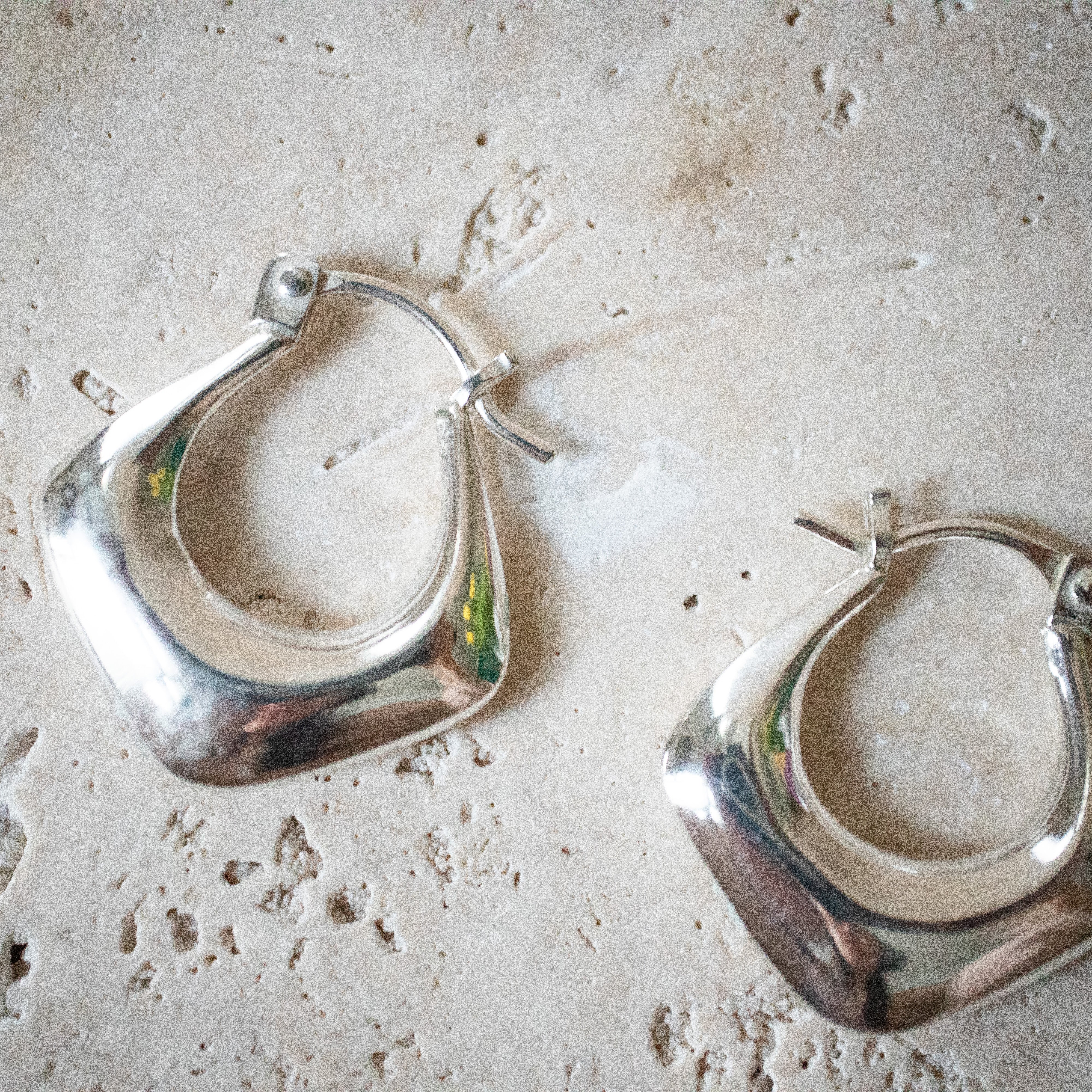 Chunky Creolen eckig Ohrringe aus 925 Sterling Silber - Nooe UG
