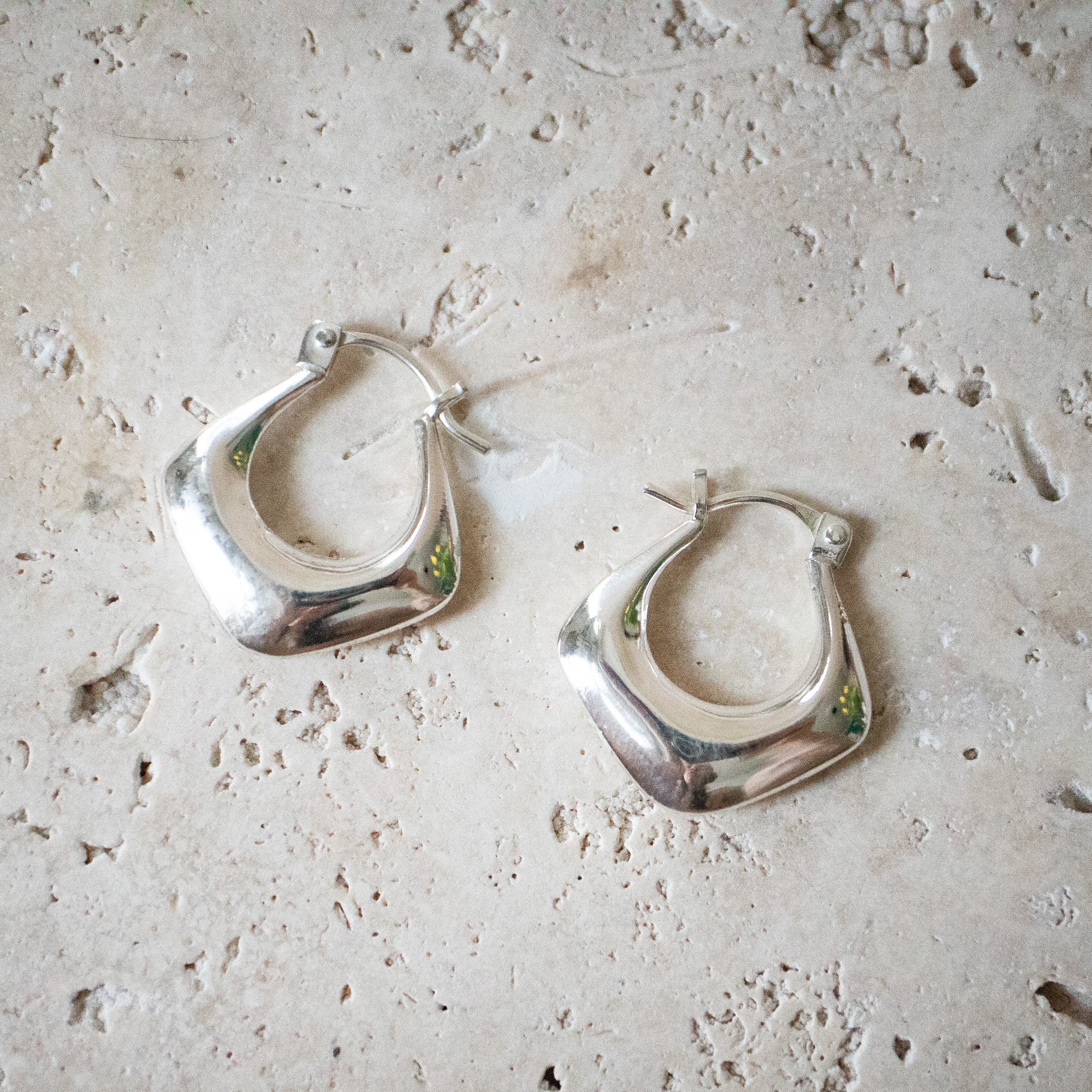 Chunky Creolen eckig Ohrringe aus 925 Sterling Silber - Nooe UG