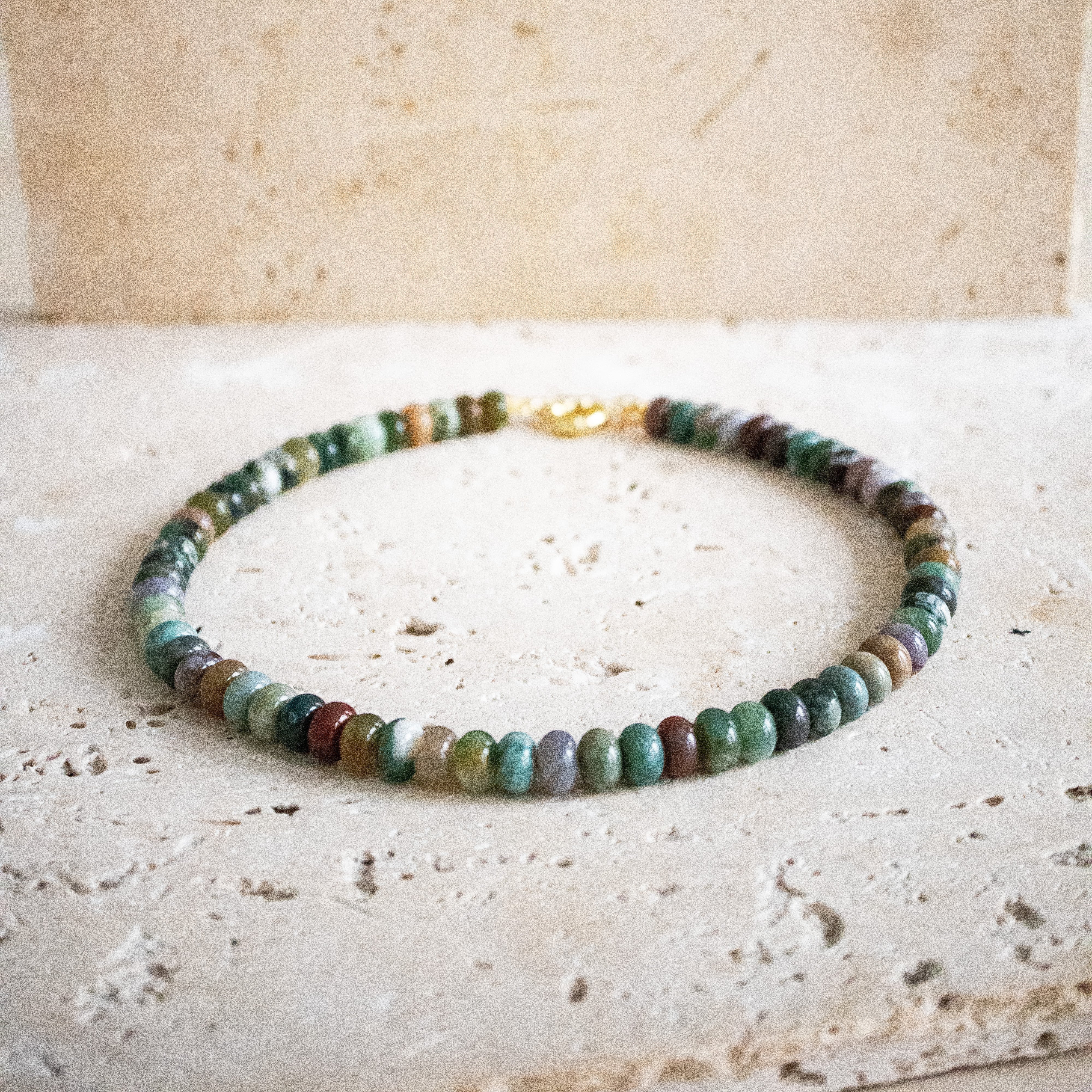 Perlenkette aus Indischem Achat mit großen Perlen – Sterling Silber Verschluss oder vergoldet - Nooe UG