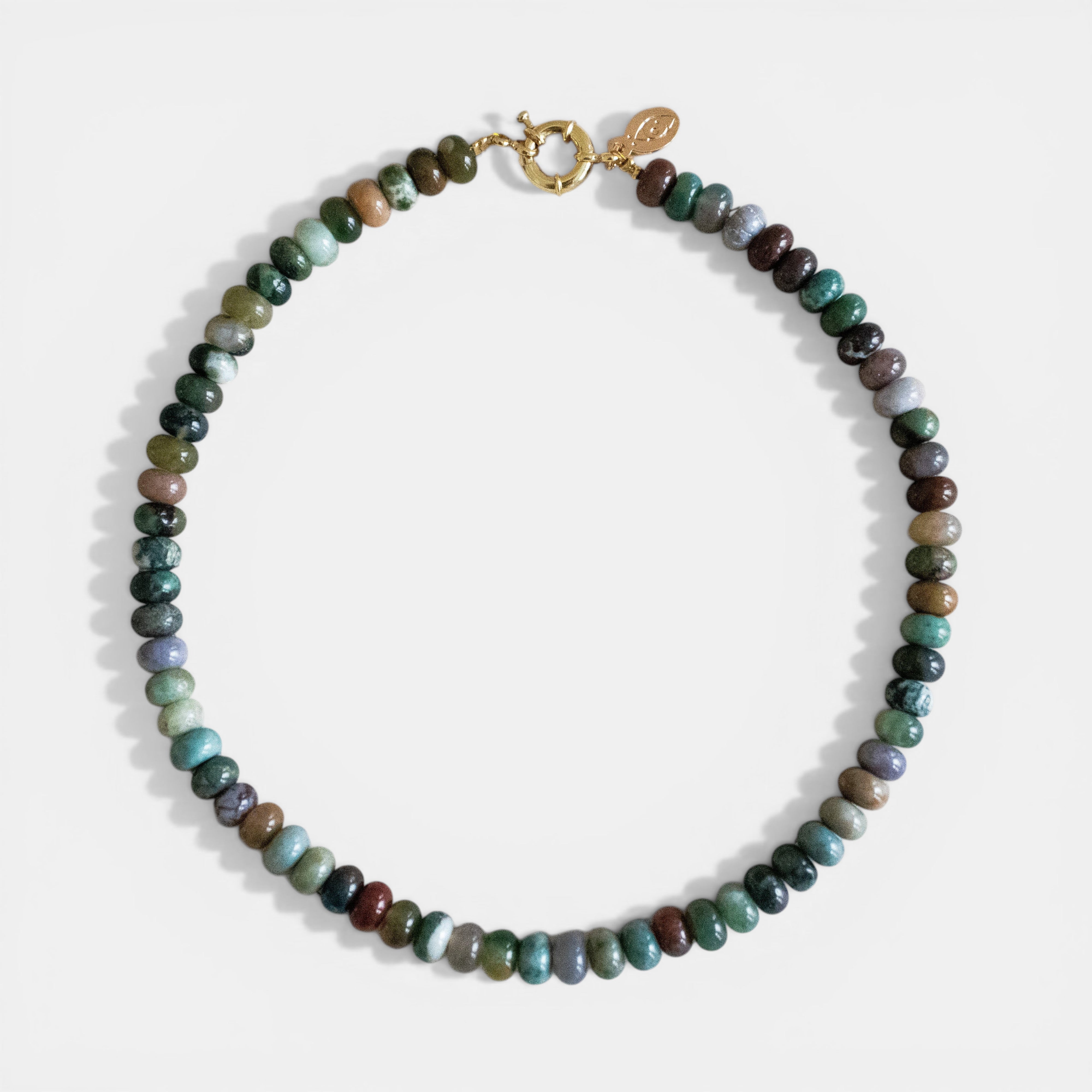 Perlenkette aus Indischem Achat mit großen Perlen – Sterling Silber Verschluss oder vergoldet - Nooe UG