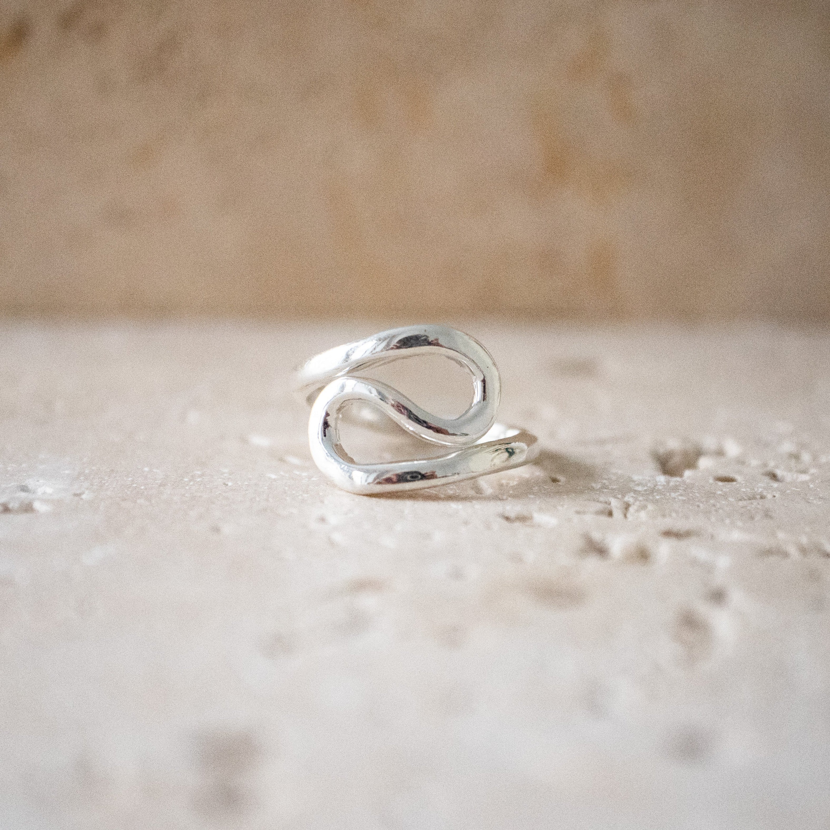 Statement Ring Welle Swirl aus 925 Sterling Silber asymmetrisch handgemacht