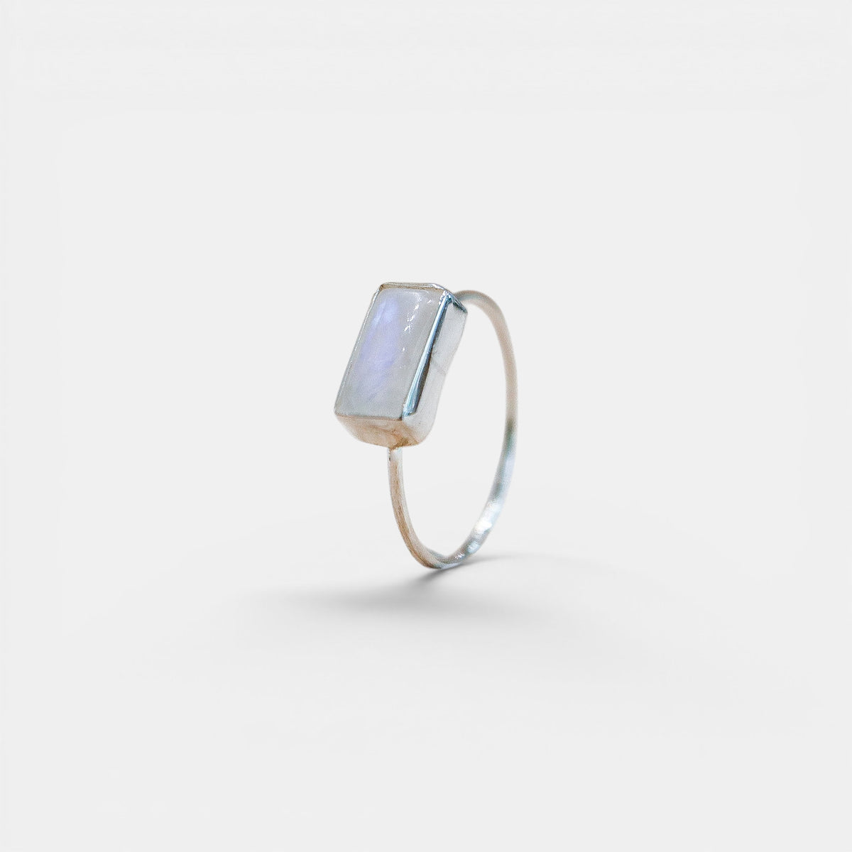 Rainbow moonstone ring square – handmade from 925 silver