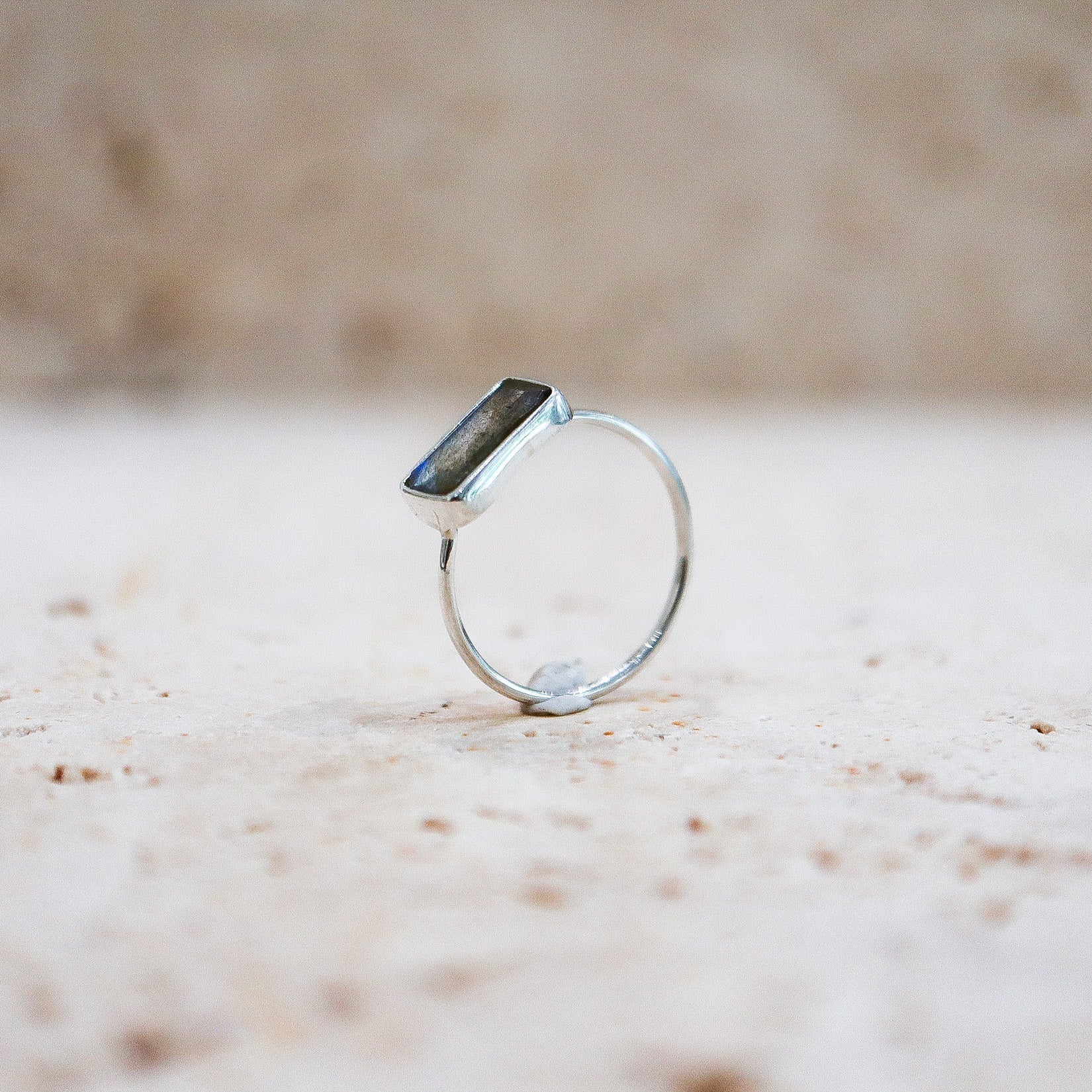 Labradorit Ring eckig aus 925 Sterling Silber blau-grün - Nooe UG