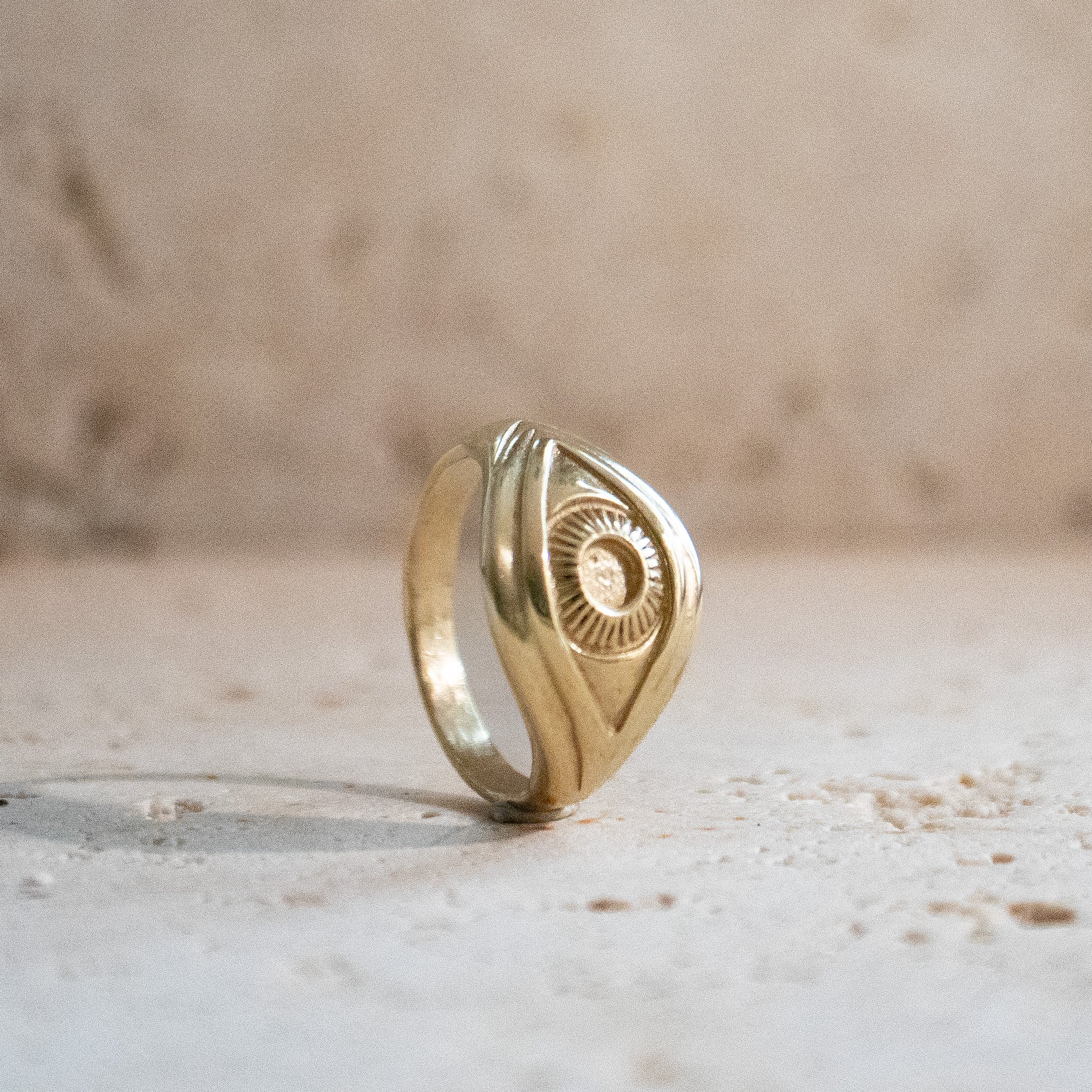 Talisman „Böser Blick“ Schutz Augen Ring – Handgemacht aus Messing in Gold