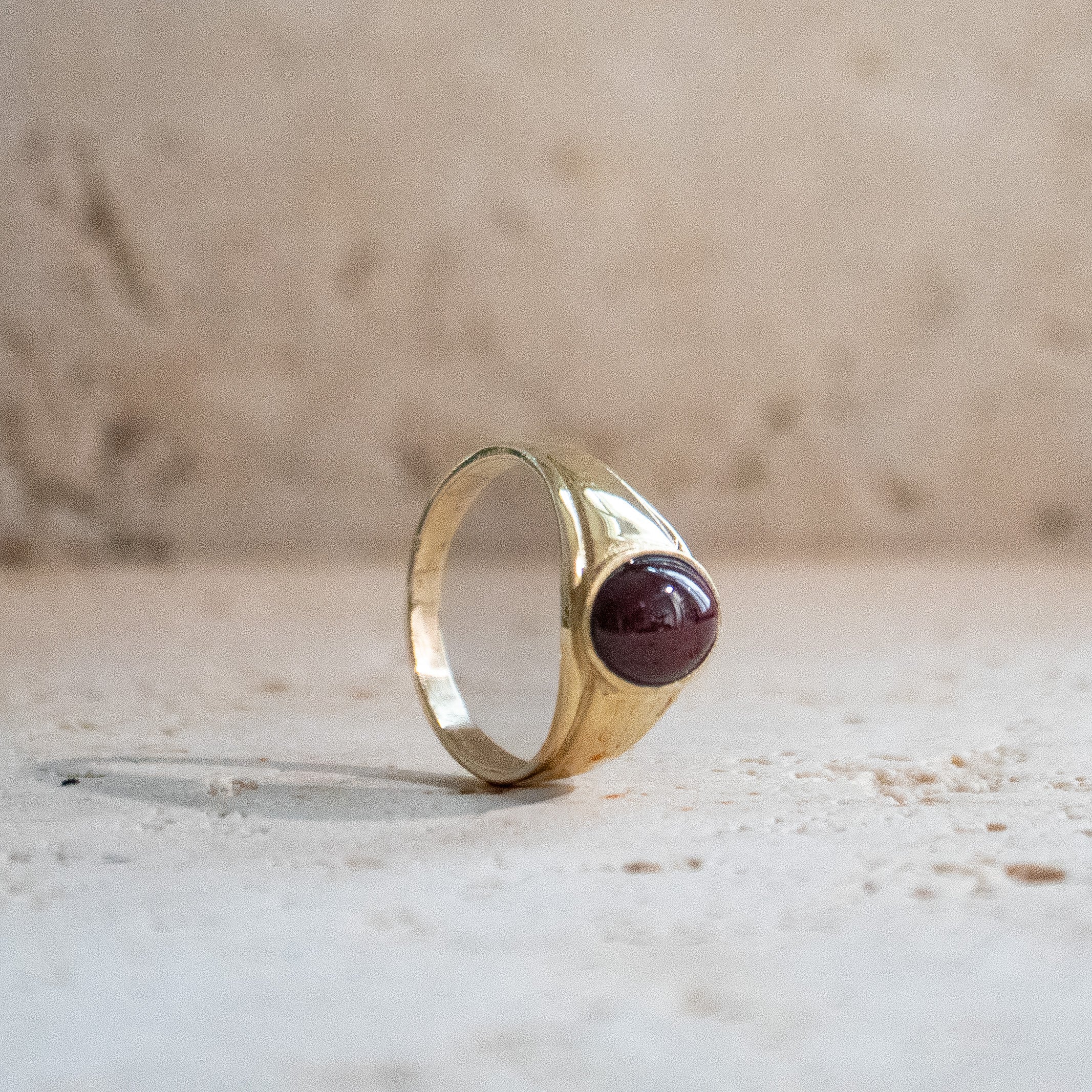 Natural oval garnet signet ring