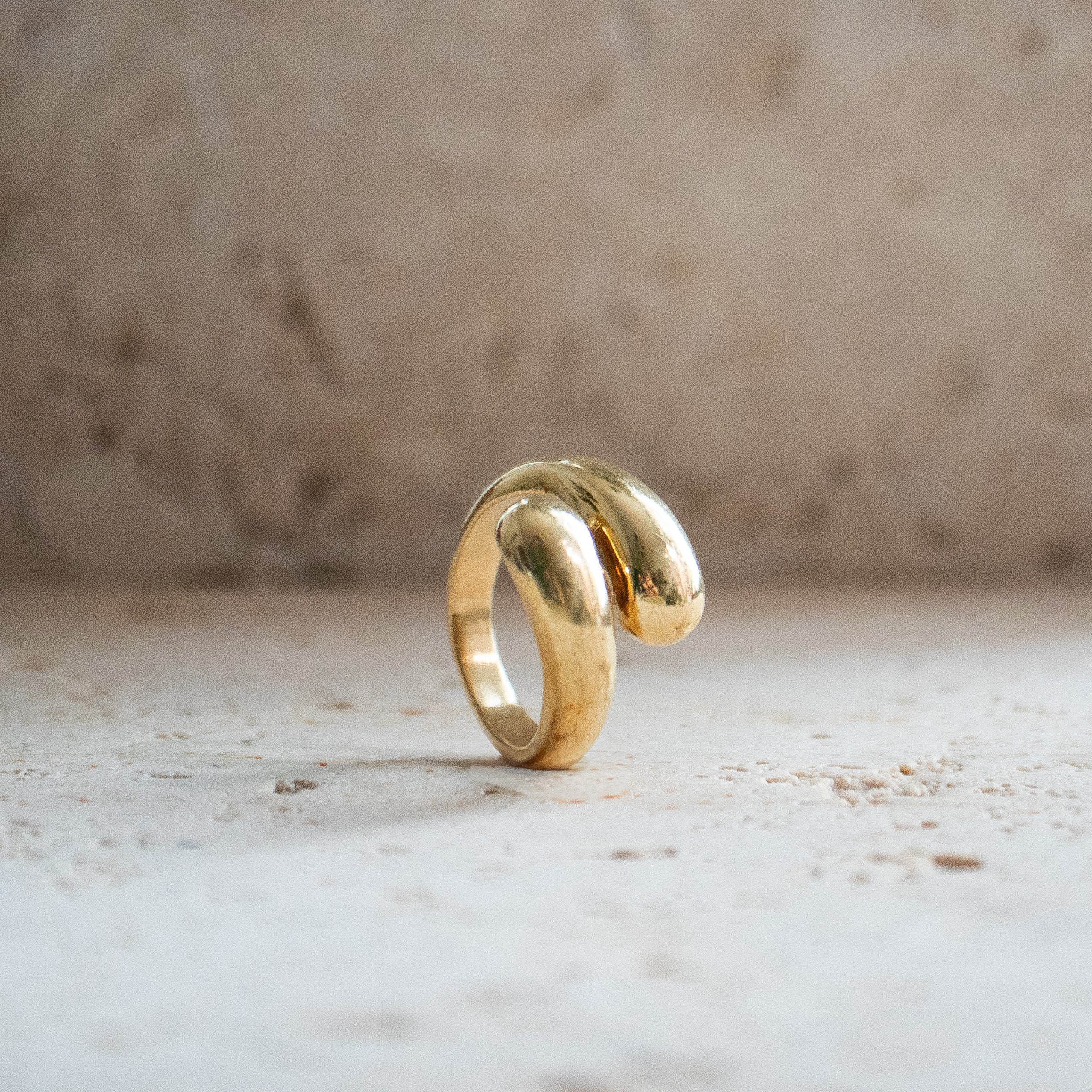 Offener chunky Ring doppelt größenverstellbar gold