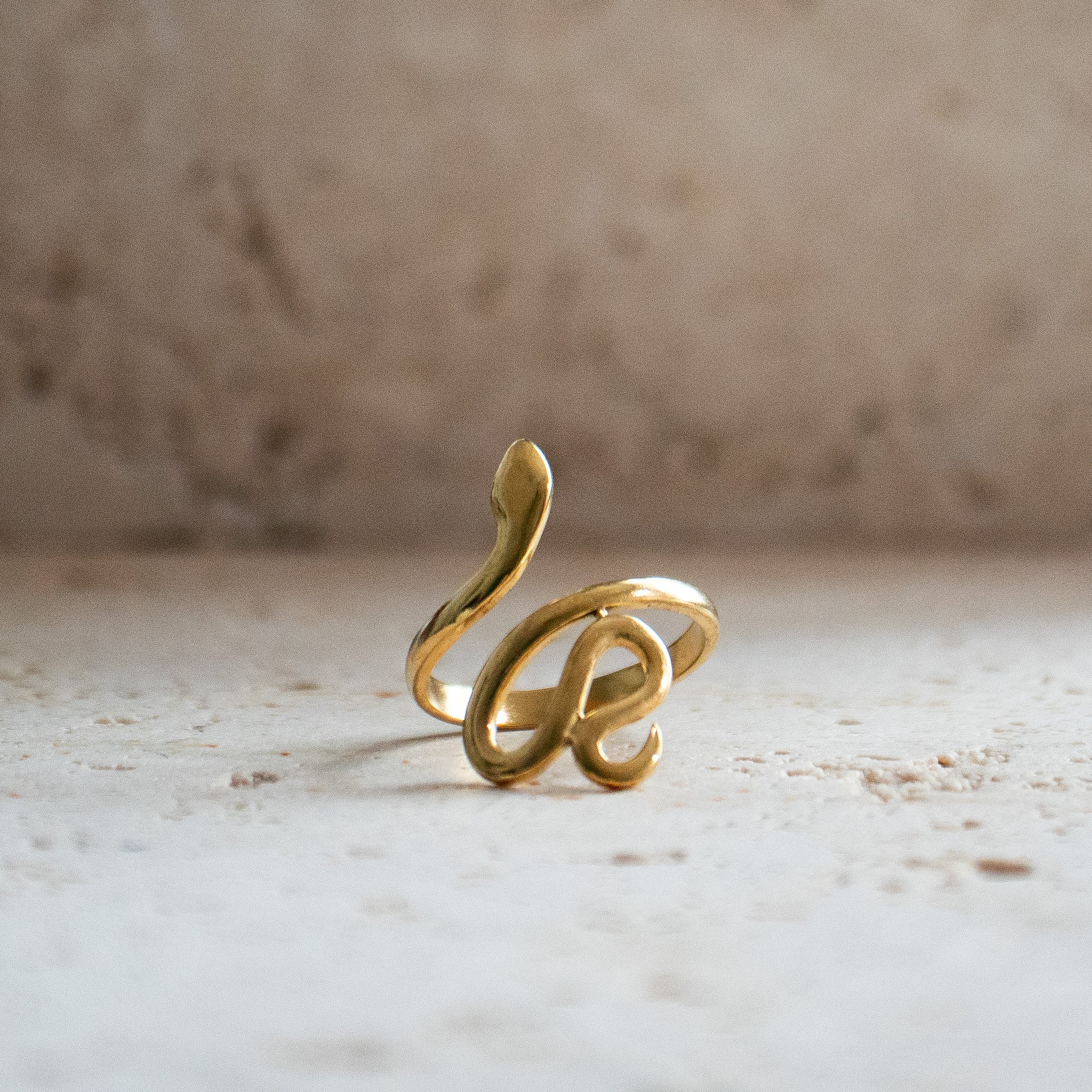 Bague serpent plaquée or large réglable