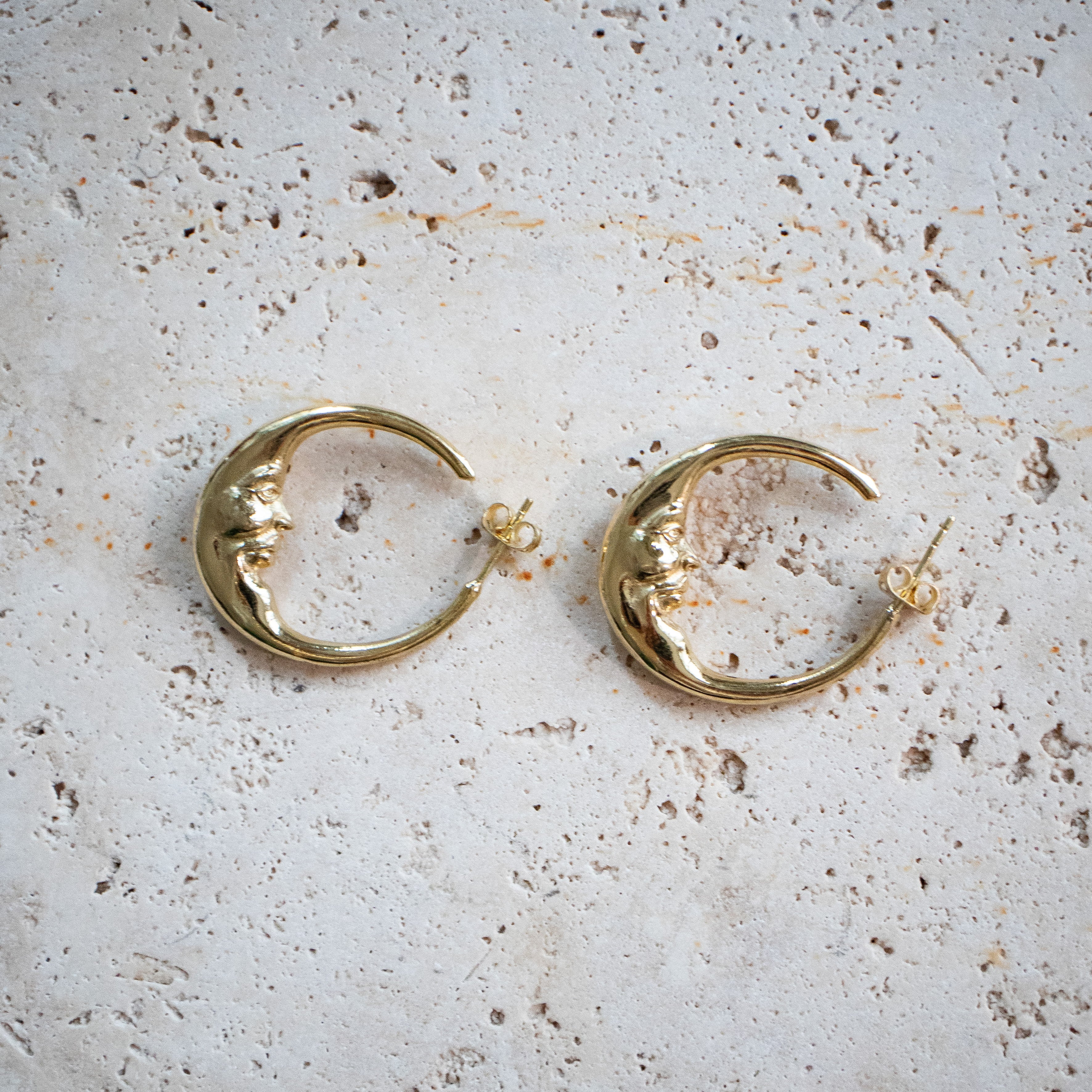 Mond Creolen 3 cm gold handgemacht - Ohrringe Halbmond - Nooe UG