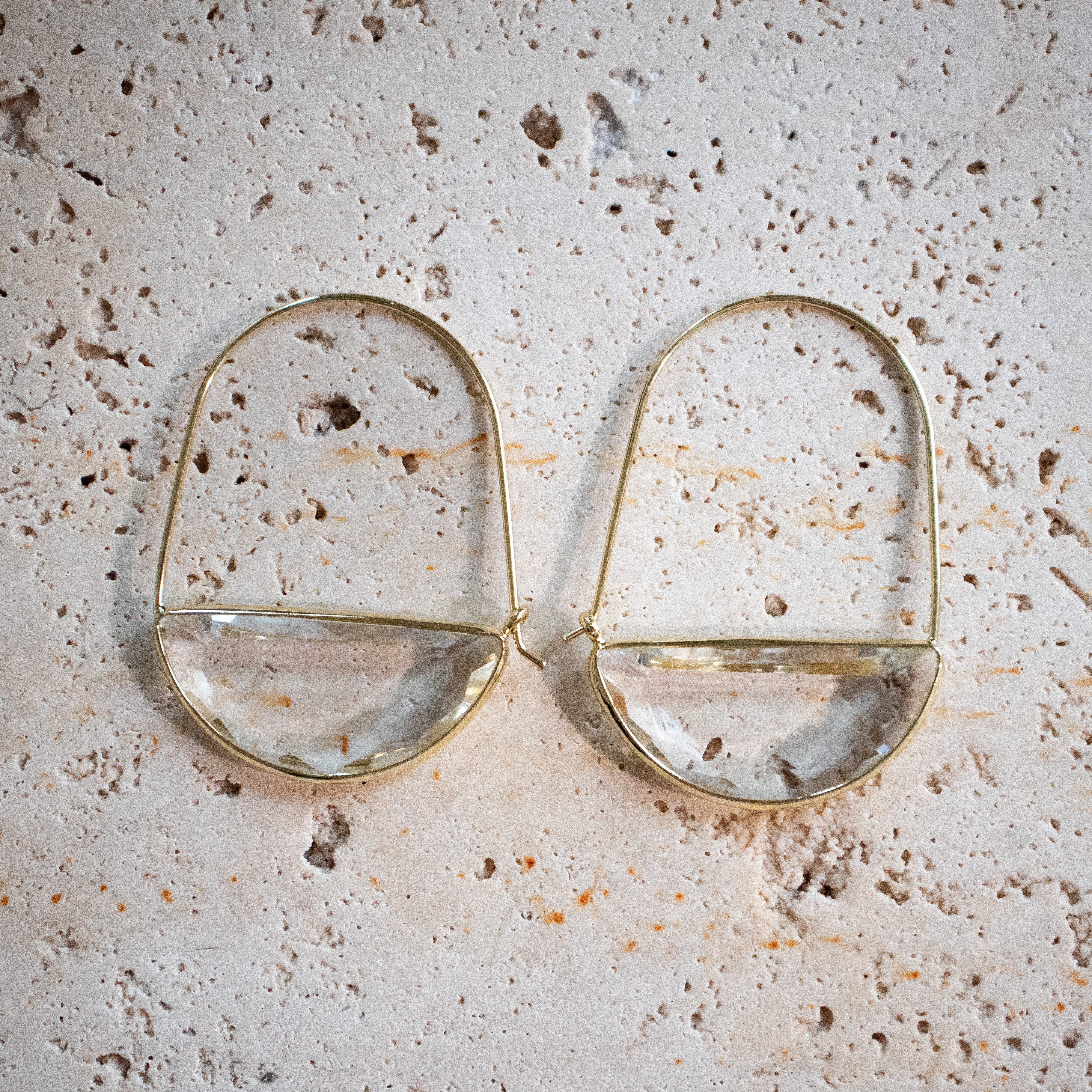 Crystal earrings gold plated handmade boho
