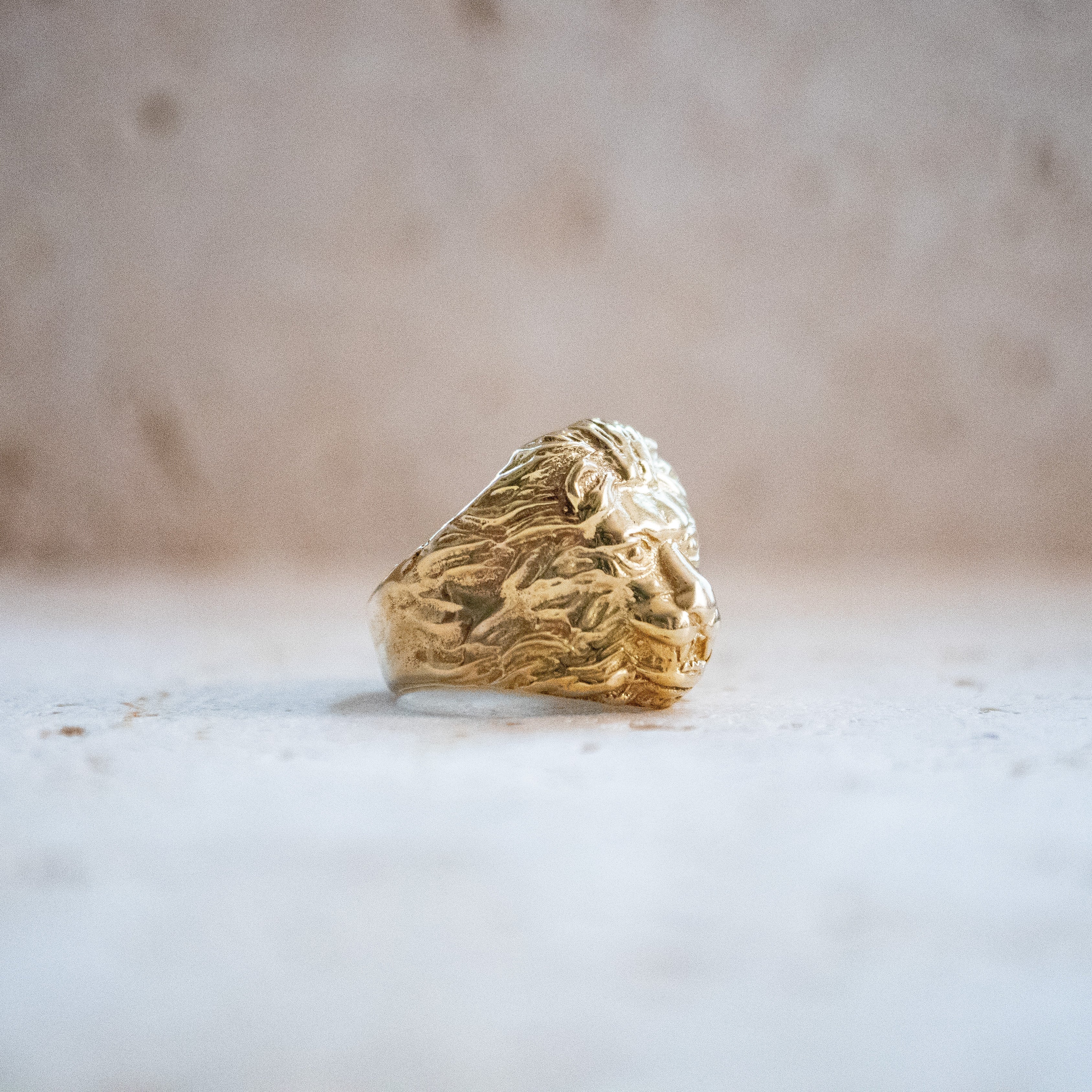 Löwe Kopf Leo Ring – Goldfarben & Handgemacht - Nooe UG