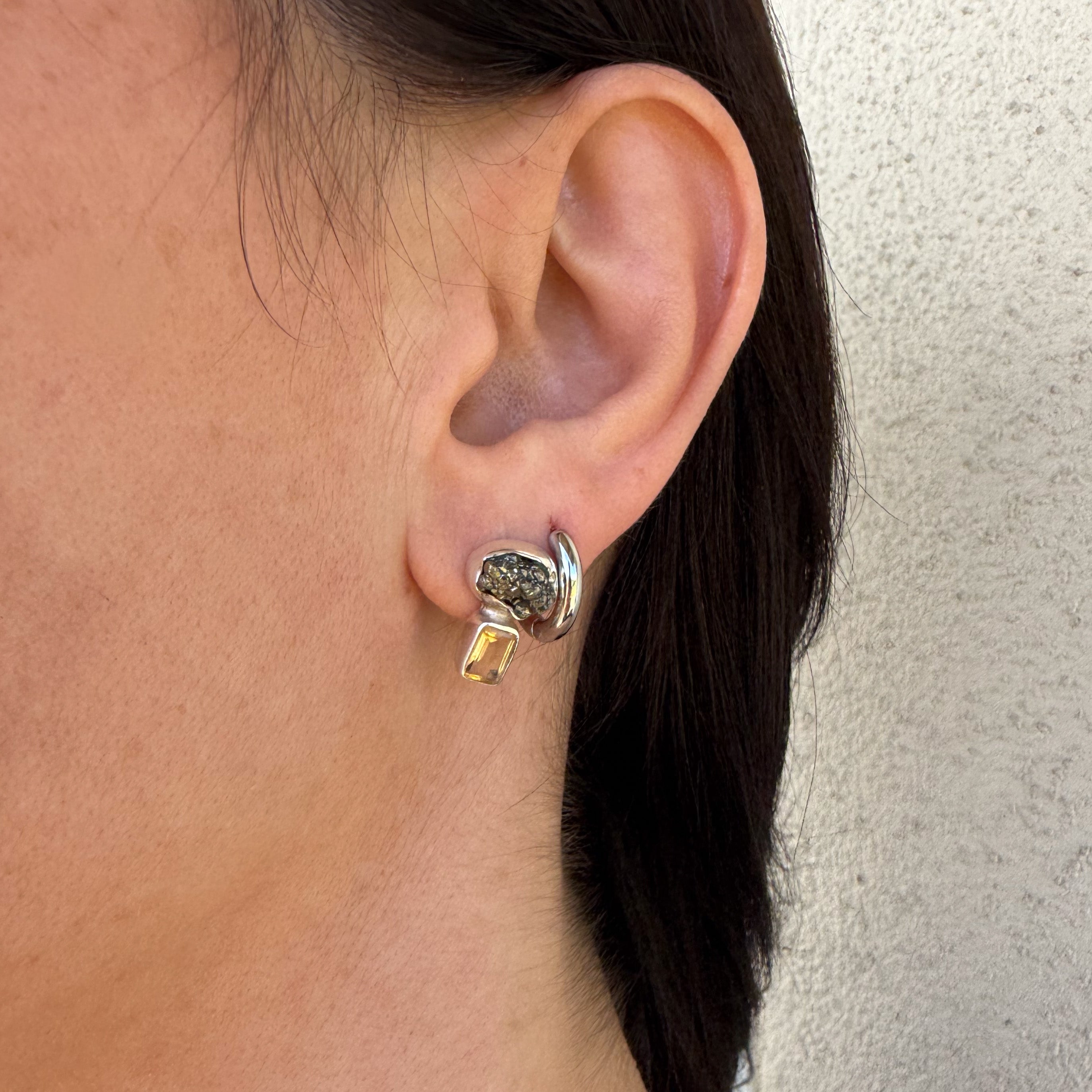 Pyrit & Lemonquarz Stecker – 925 Sterling Silber | NOOE Berlin