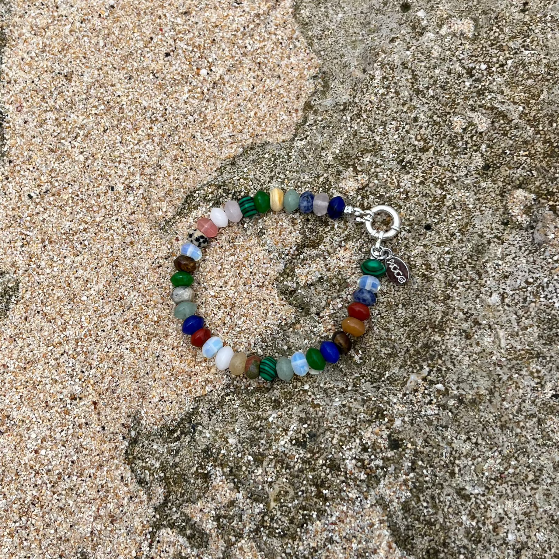 Armband aus Natürlichen Edelsteinen mit Großem 925 Sterling Silber Verschluss – Handgefertigt - Nooe UG