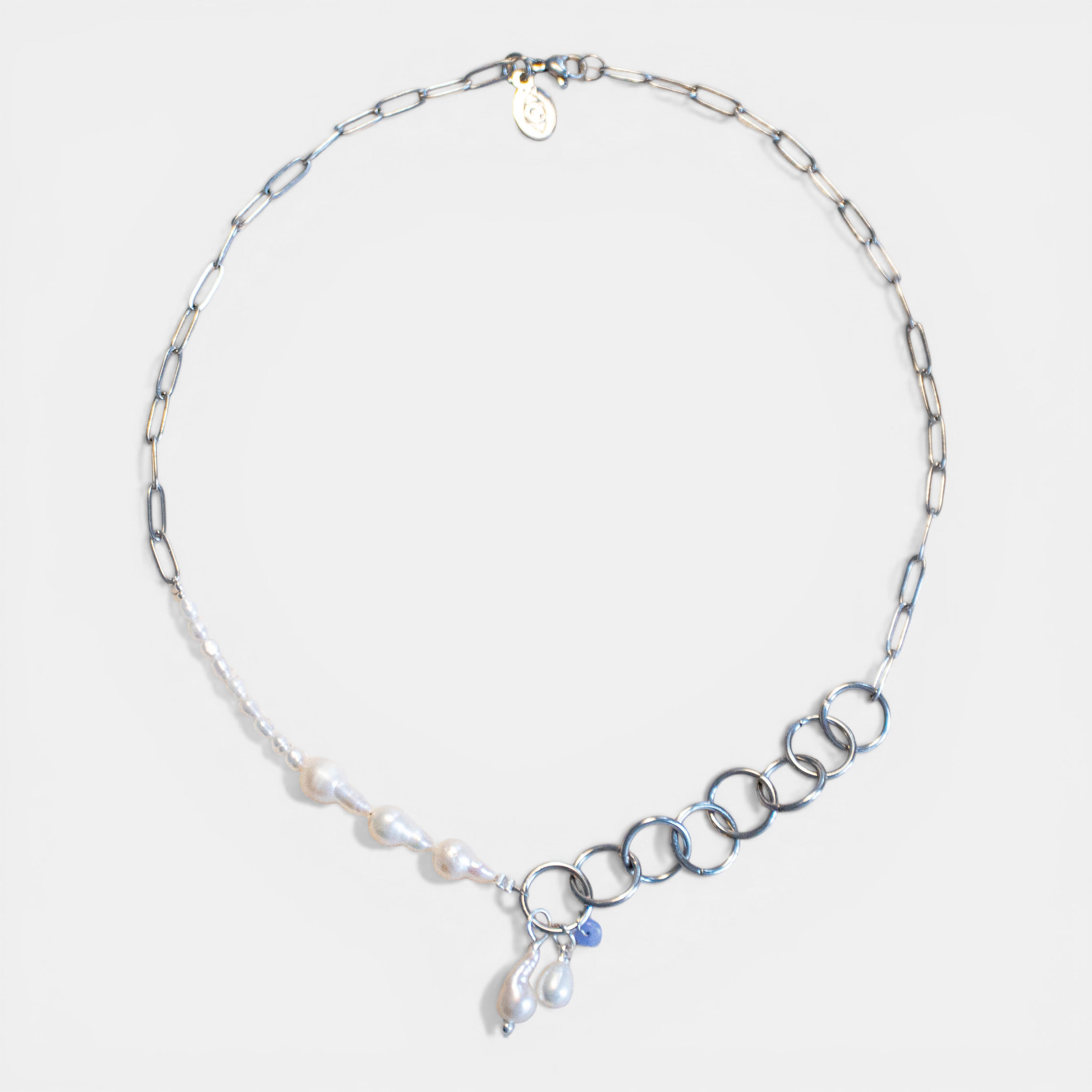 ++ Edelstahlkette asymmetrisch Gliederkette mit Perle - Nooe UG