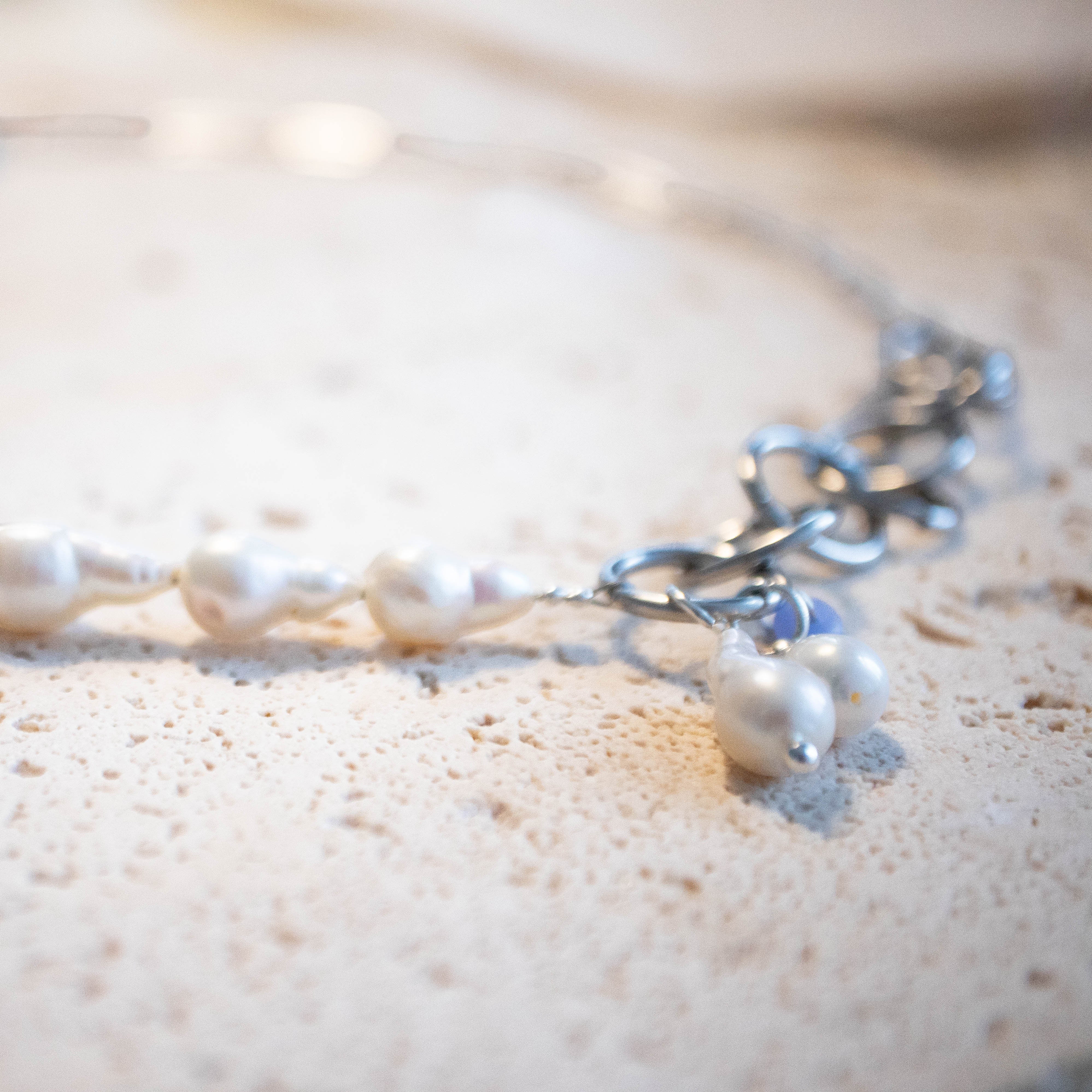 ++ Edelstahlkette asymmetrisch Gliederkette mit Perle - Nooe UG