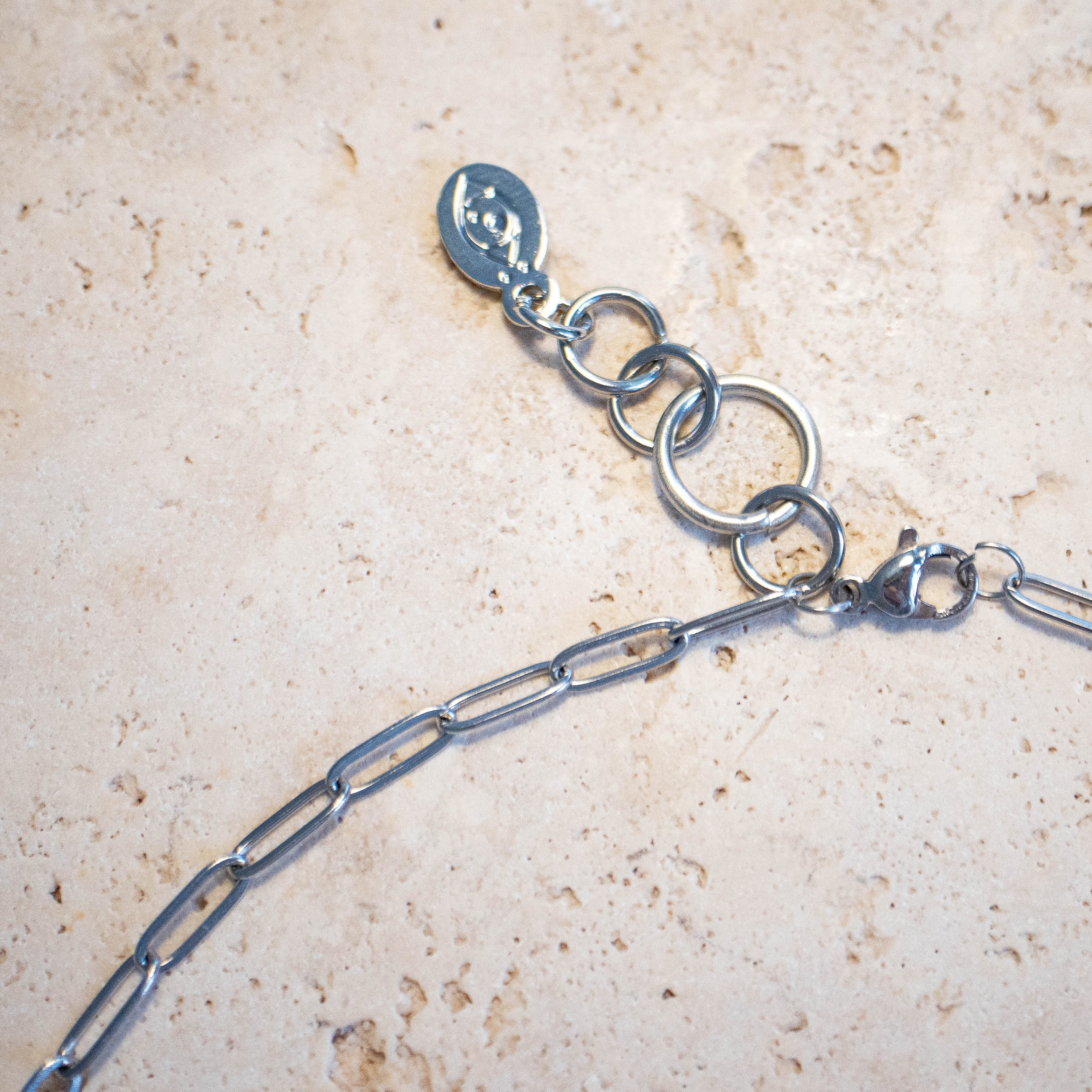 ++ Kette Gliederkette Edelstahl mit echten langen Süßwasserperlen Paperclip - Nooe UG