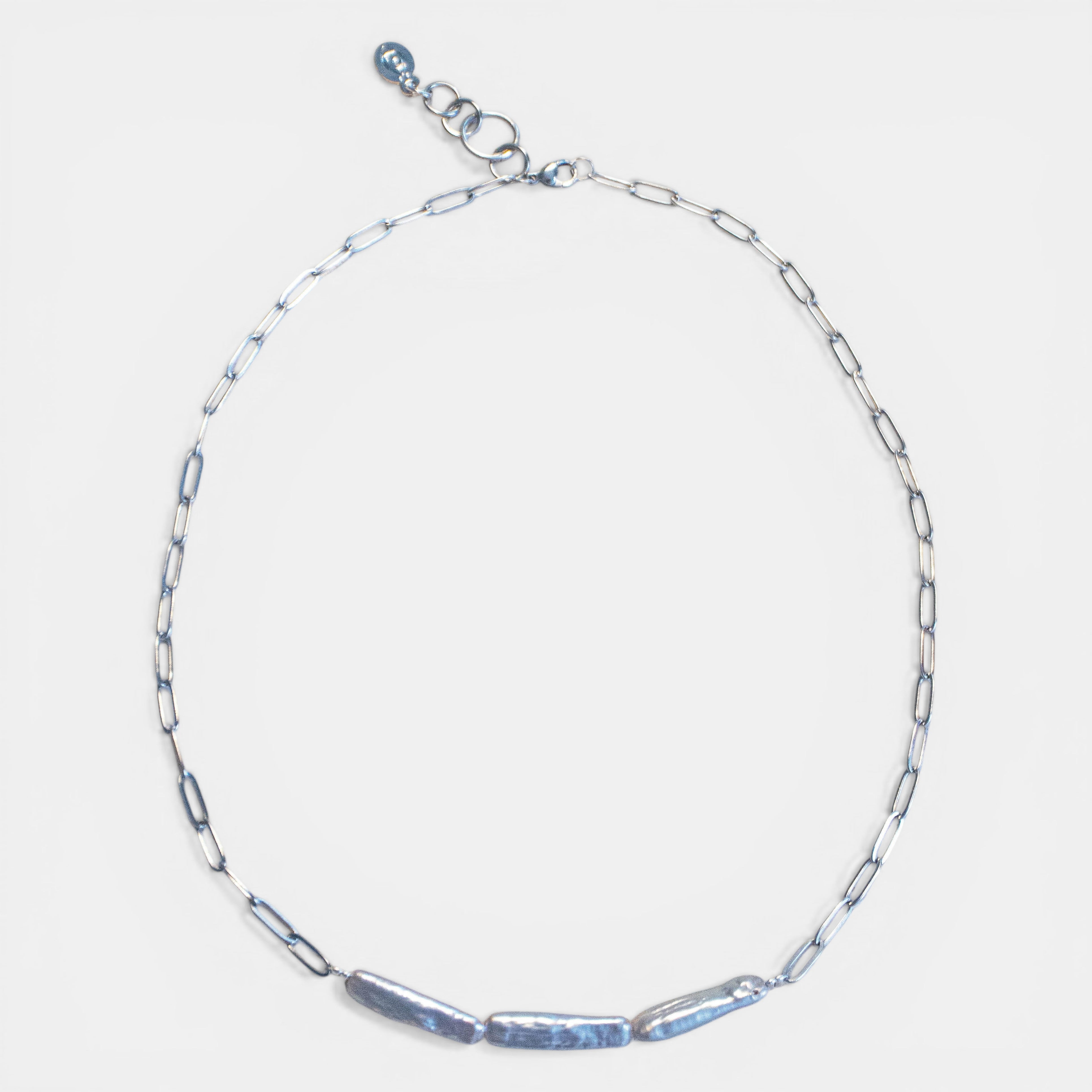 ++ Kette Gliederkette Edelstahl mit echten langen Süßwasserperlen Paperclip - Nooe UG