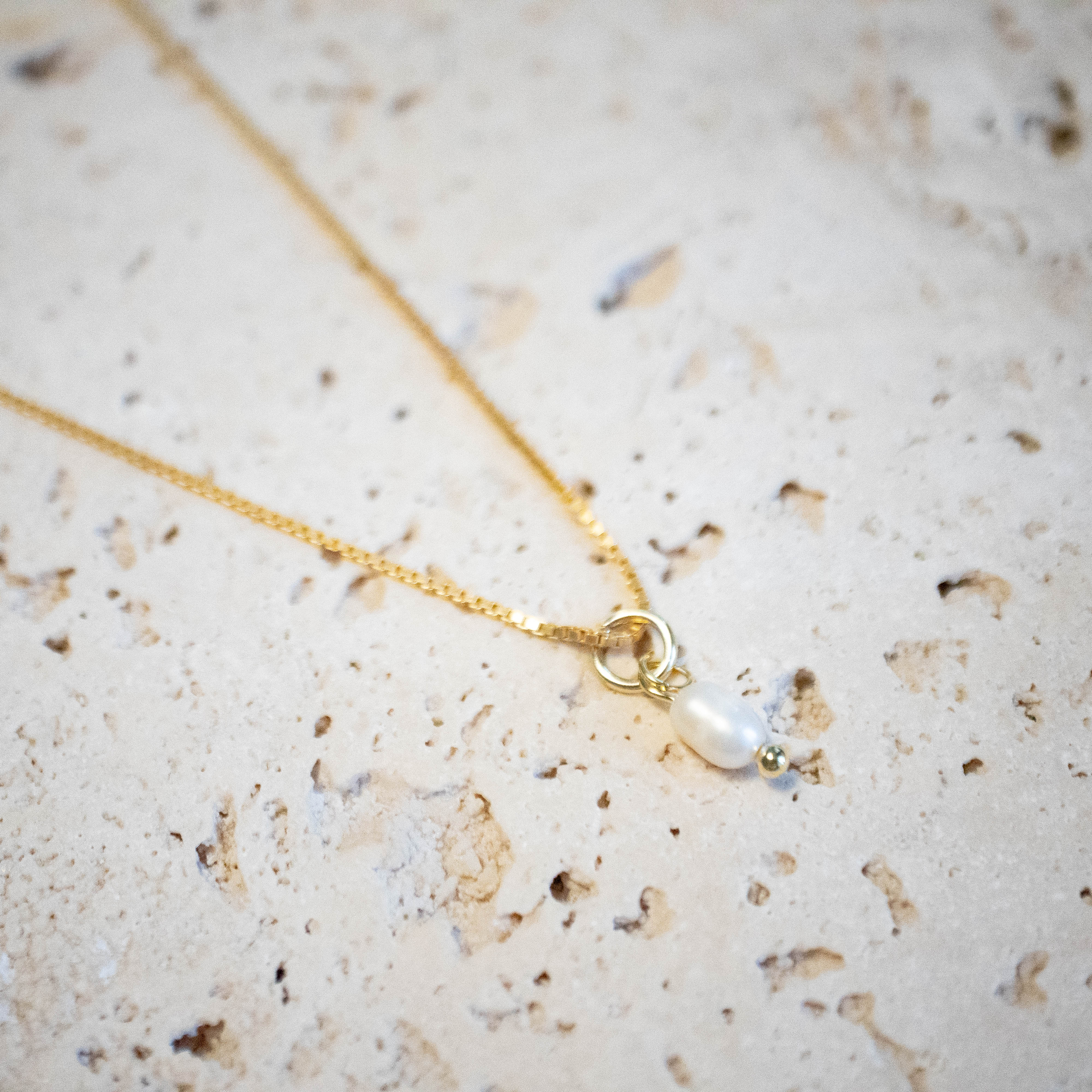 ++ Zarte 925 Silber vergoldete Kette mit mini Süßwasserperle - Nooe UG