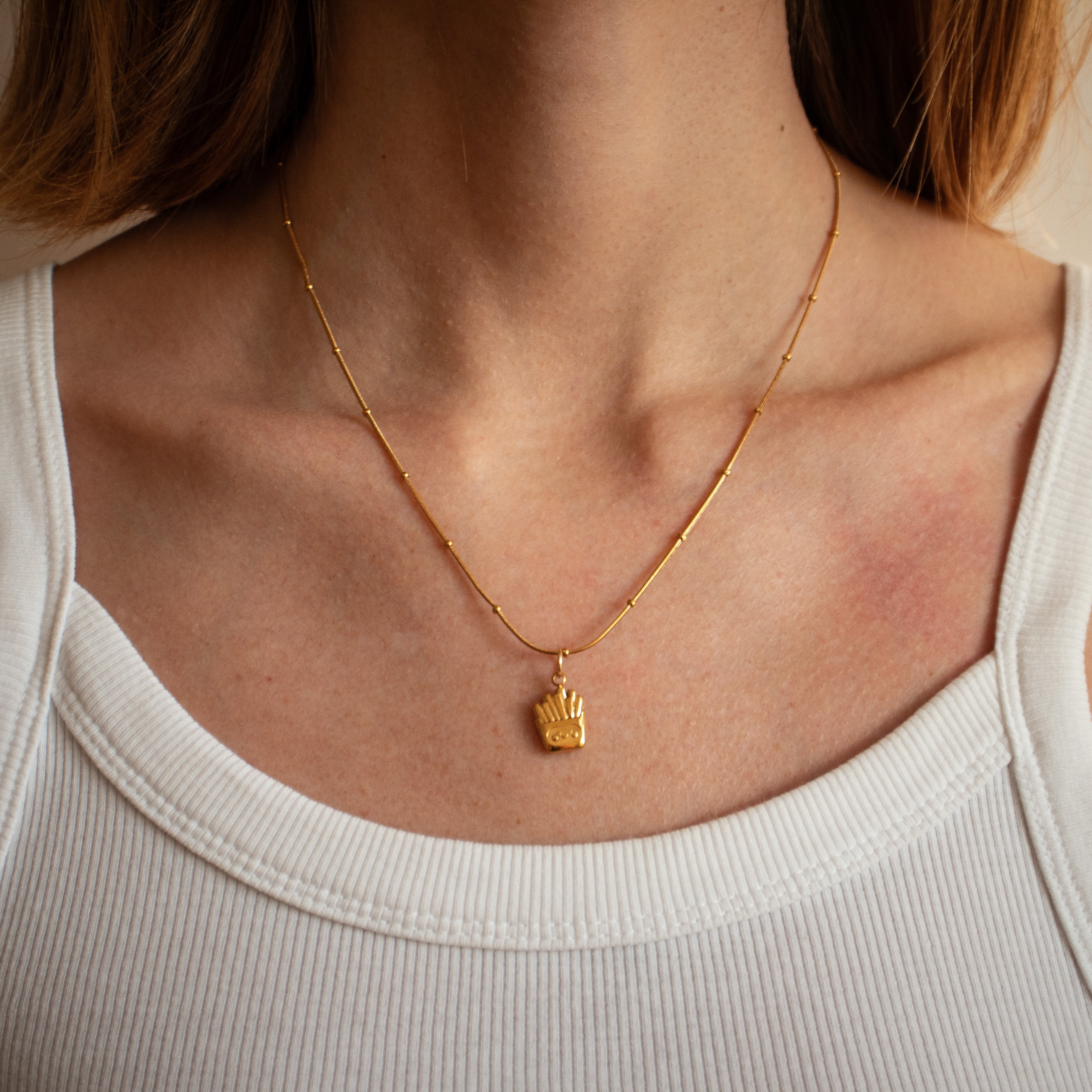 Kette Fries Pommes vergoldet Edestahl - Nooe UG