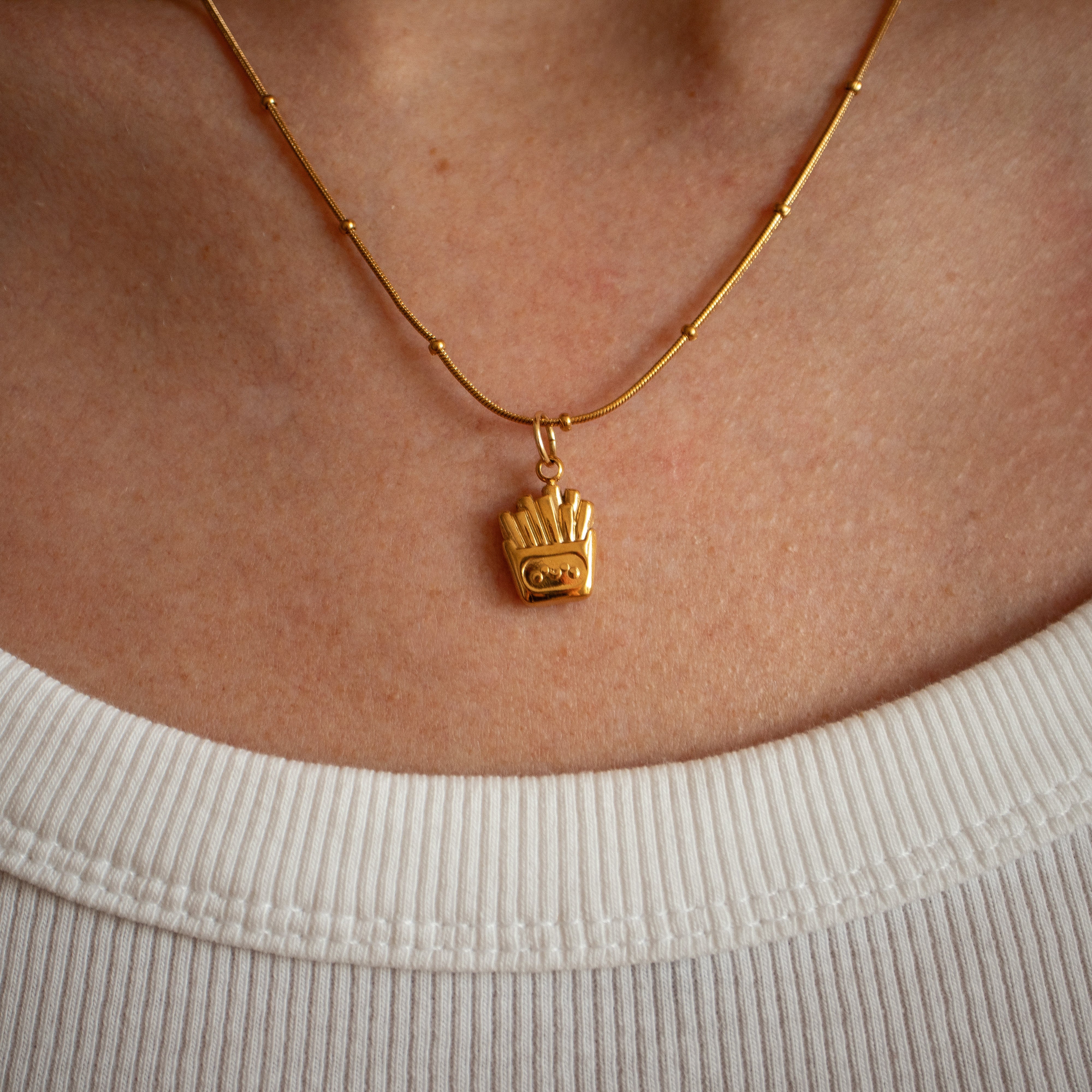 Kette Fries Pommes vergoldet Edestahl - Nooe UG