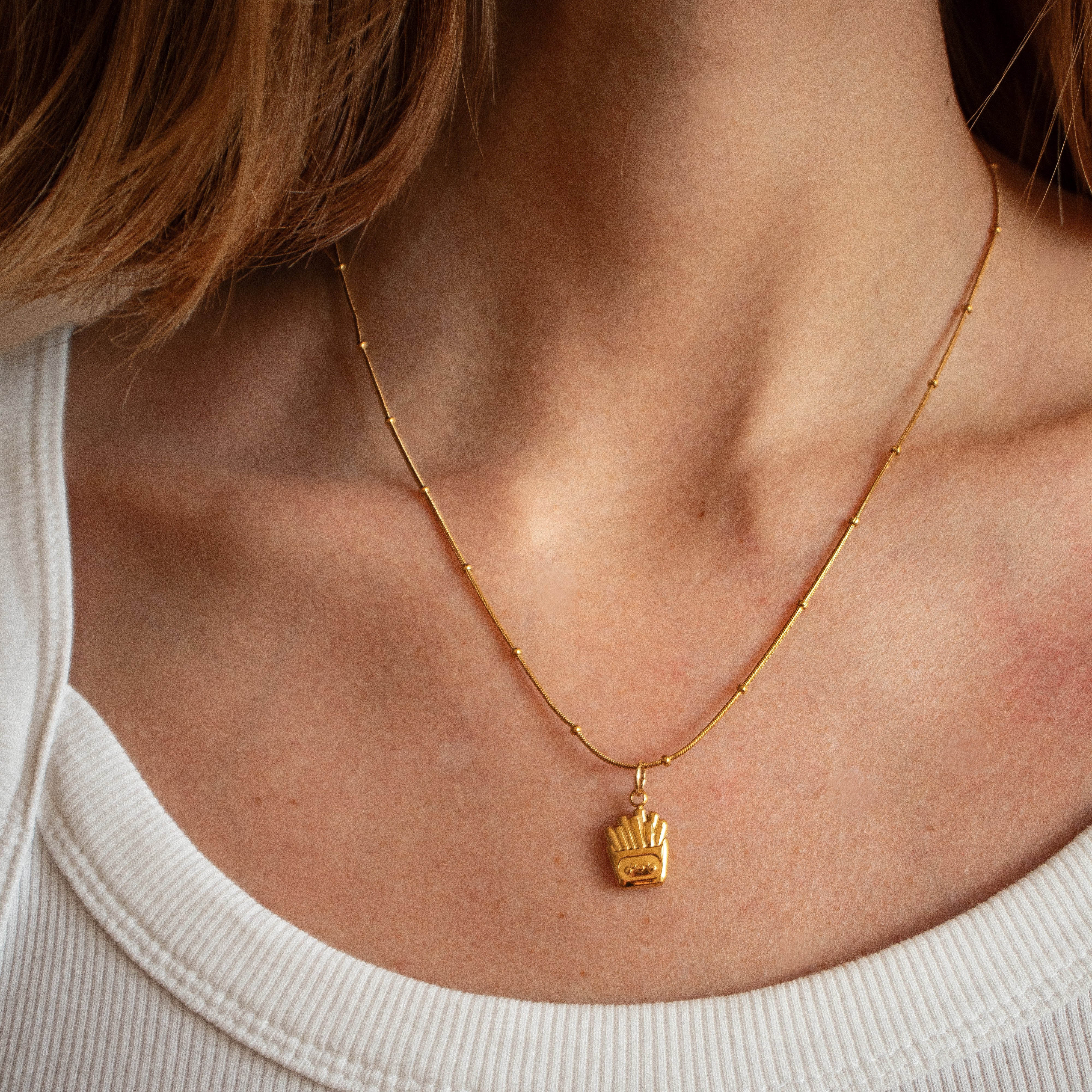 Kette Fries Pommes vergoldet Edestahl - Nooe UG