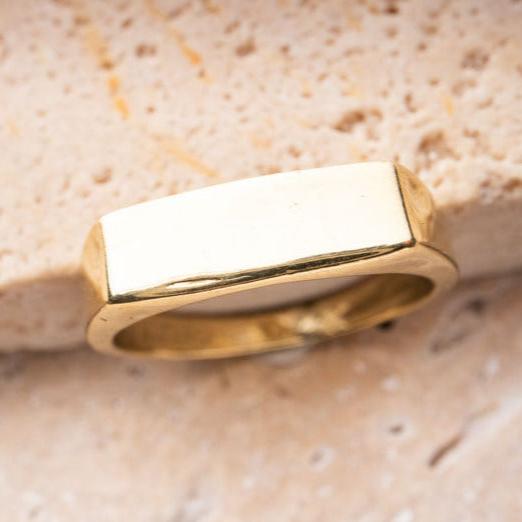 Schlichter bar Riegel Siegelring gold handgemacht - NooeBerlin