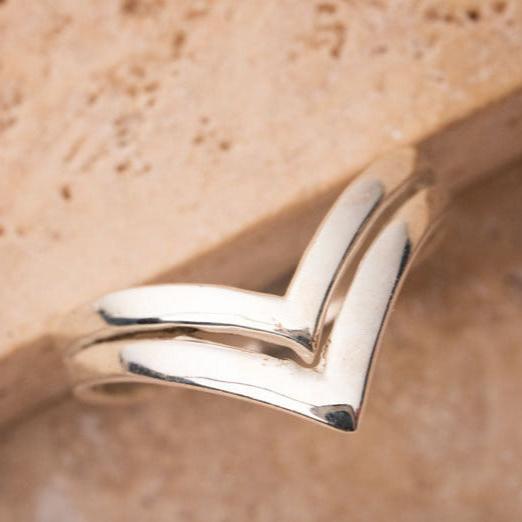 Chevron Ring doppelt Silber 925 Sterling handgemacht - Nooe UG