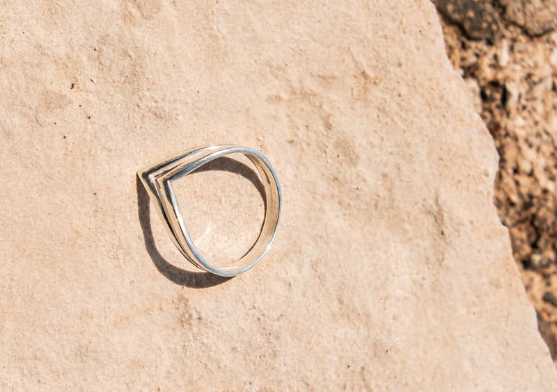 Chevron Ring doppelt Silber 925 Sterling handgemacht - NooeBerlin