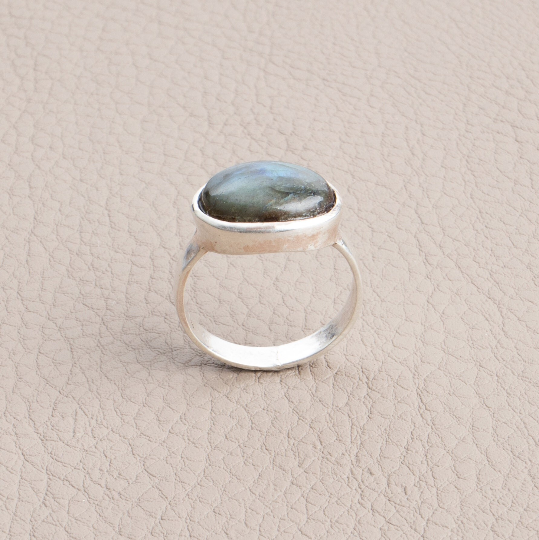 Großer ovaler Labradorit Ring 925 Sterling Silber Talisman - NooeBerlin