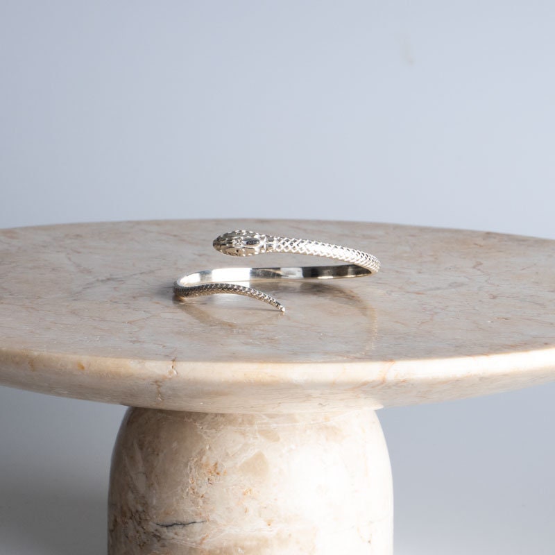 Armreif Schlange aus 925 Sterling Silber offen handgemacht