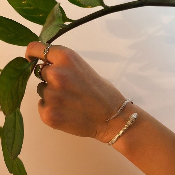 Armreif Schlange aus 925 Sterling Silber offen handgemacht