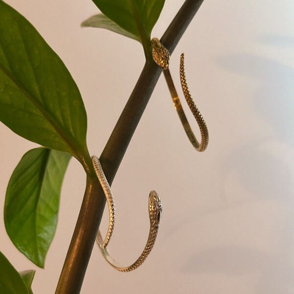 Armreif Schlange aus 925 Sterling Silber offen handgemacht